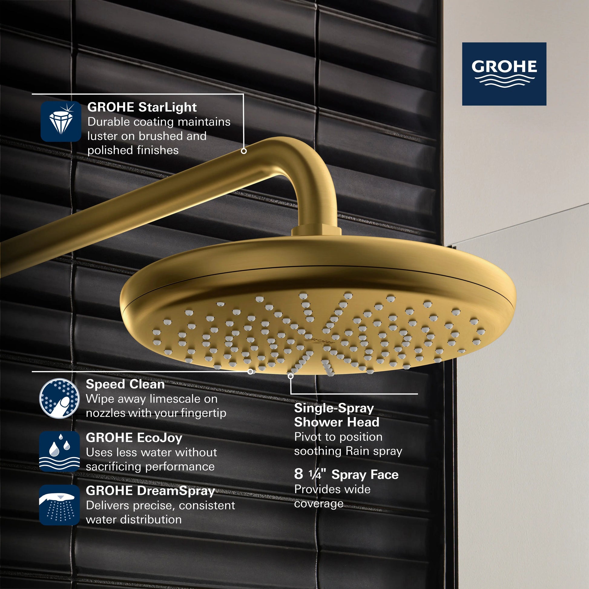 Grohe NTEMPESTA 210 HEADSHOWER  Brushed Nickel 26409EN0 - Plumbing Market
