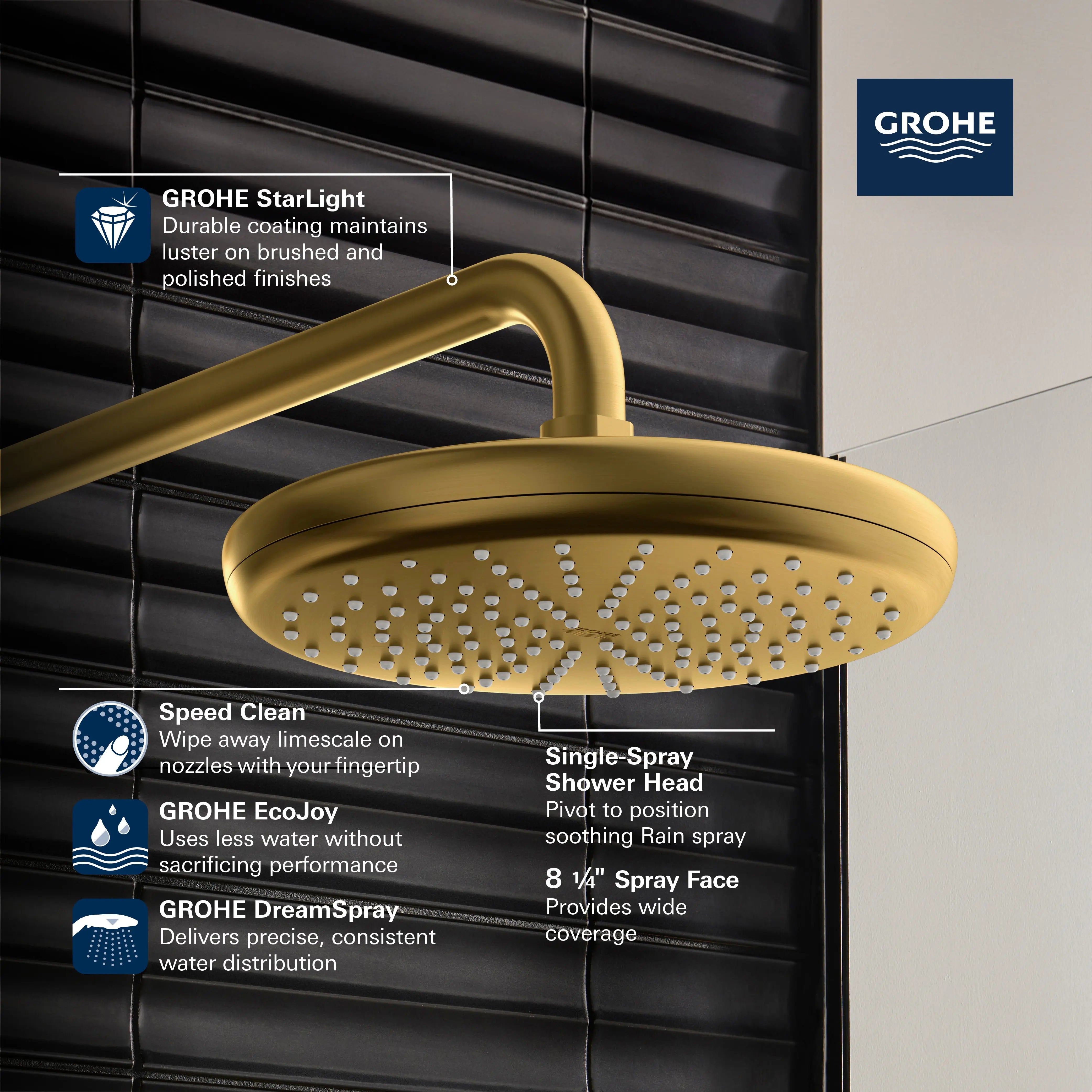 Grohe NTEMPESTA 210 HEADSHOWER  Brushed Nickel 26409EN0 - Plumbing Market