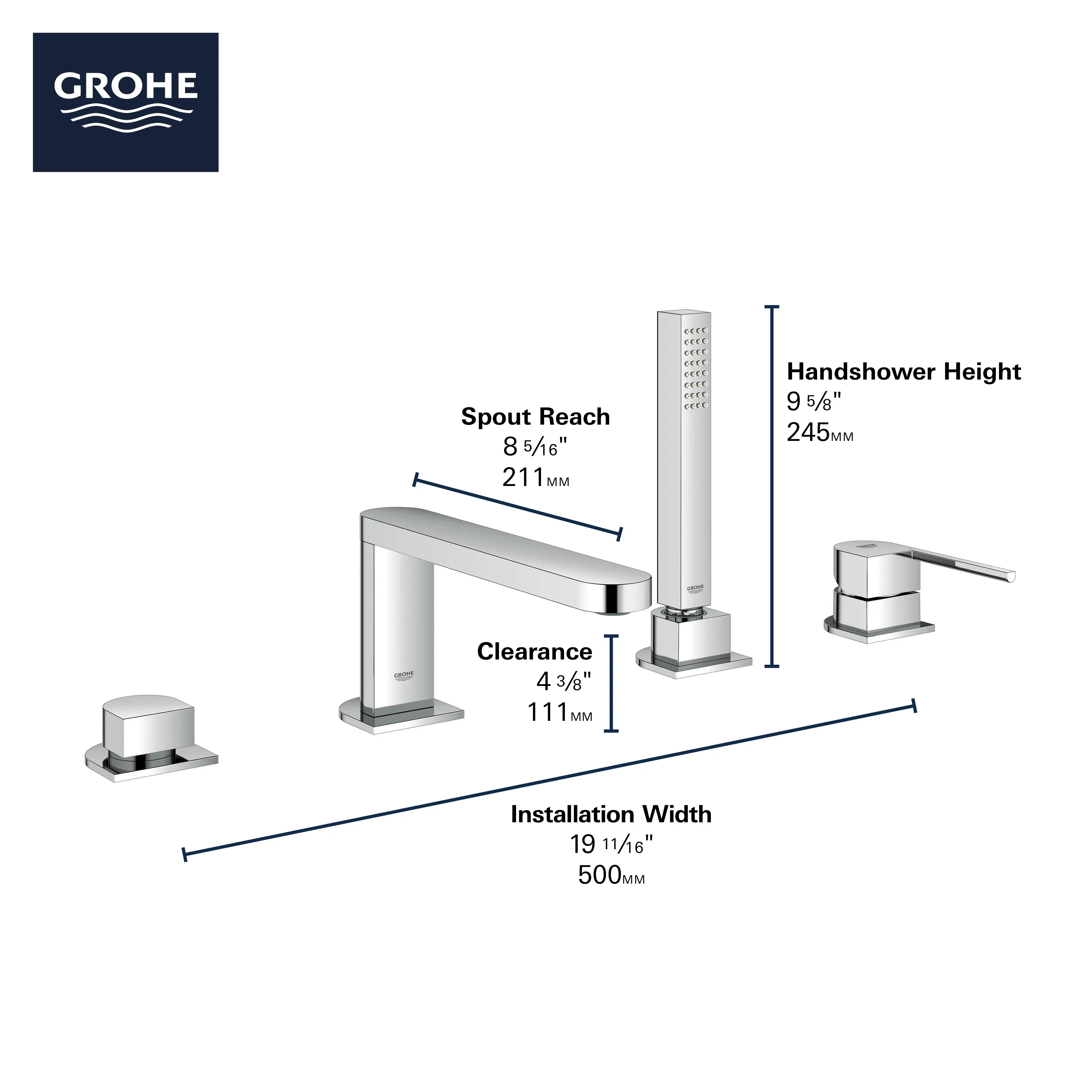 Grohe PLUS 4-HOLE ROMAN TUB FILLER  Brushed Nickel 29307EN3 - Plumbing Market