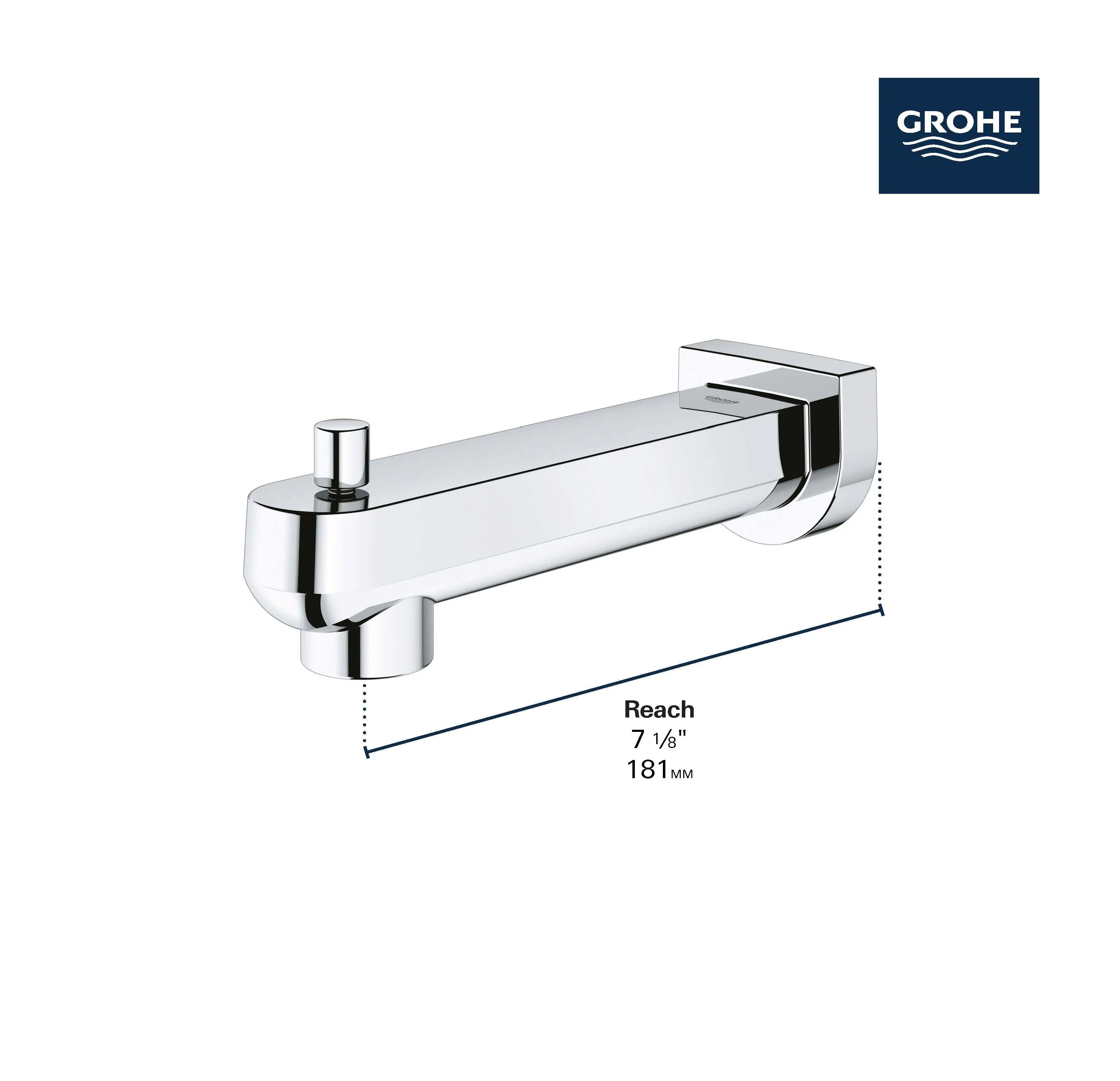 Grohe PLUS DIVERTER TUB SPOUT SLIP FIT  Brushed Nickel 13407EN3 - Plumbing Market