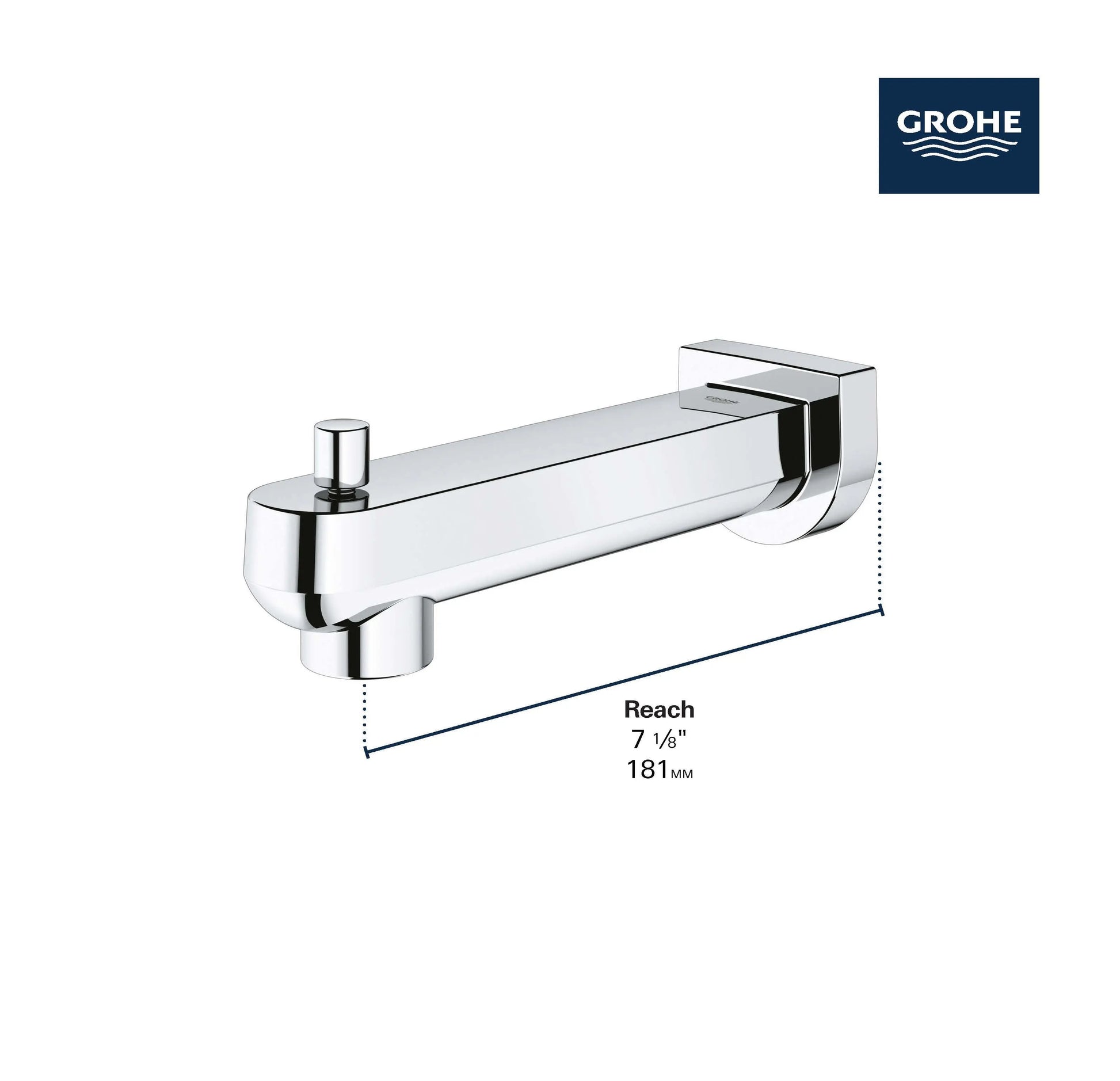 Grohe PLUS DIVERTER TUB SPOUT SLIP FIT  Chrome 13407003 - Plumbing Market