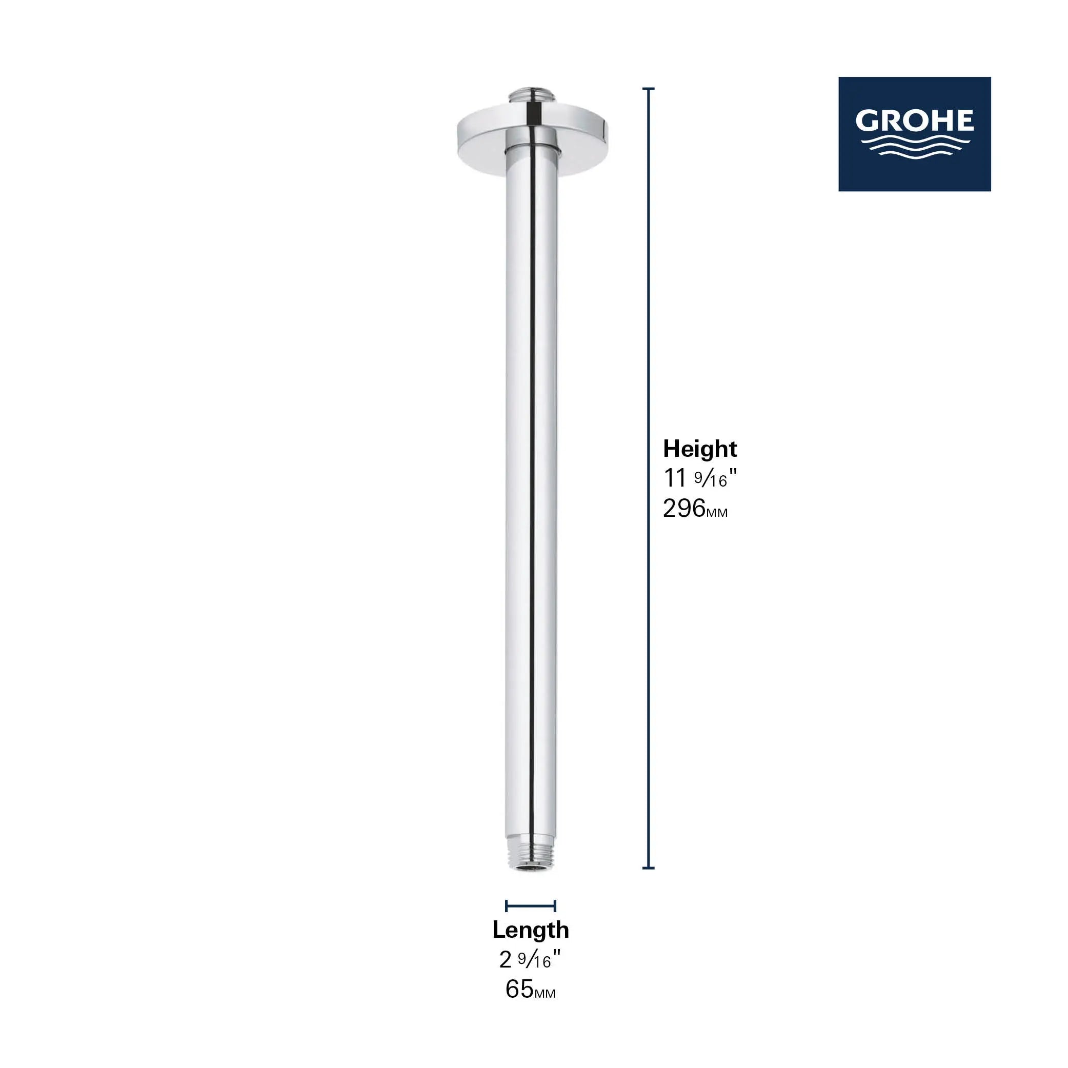 Grohe RAINSHOWER CEILING SHOWER ARM NPT US  Chrome 28492000 - Plumbing Market