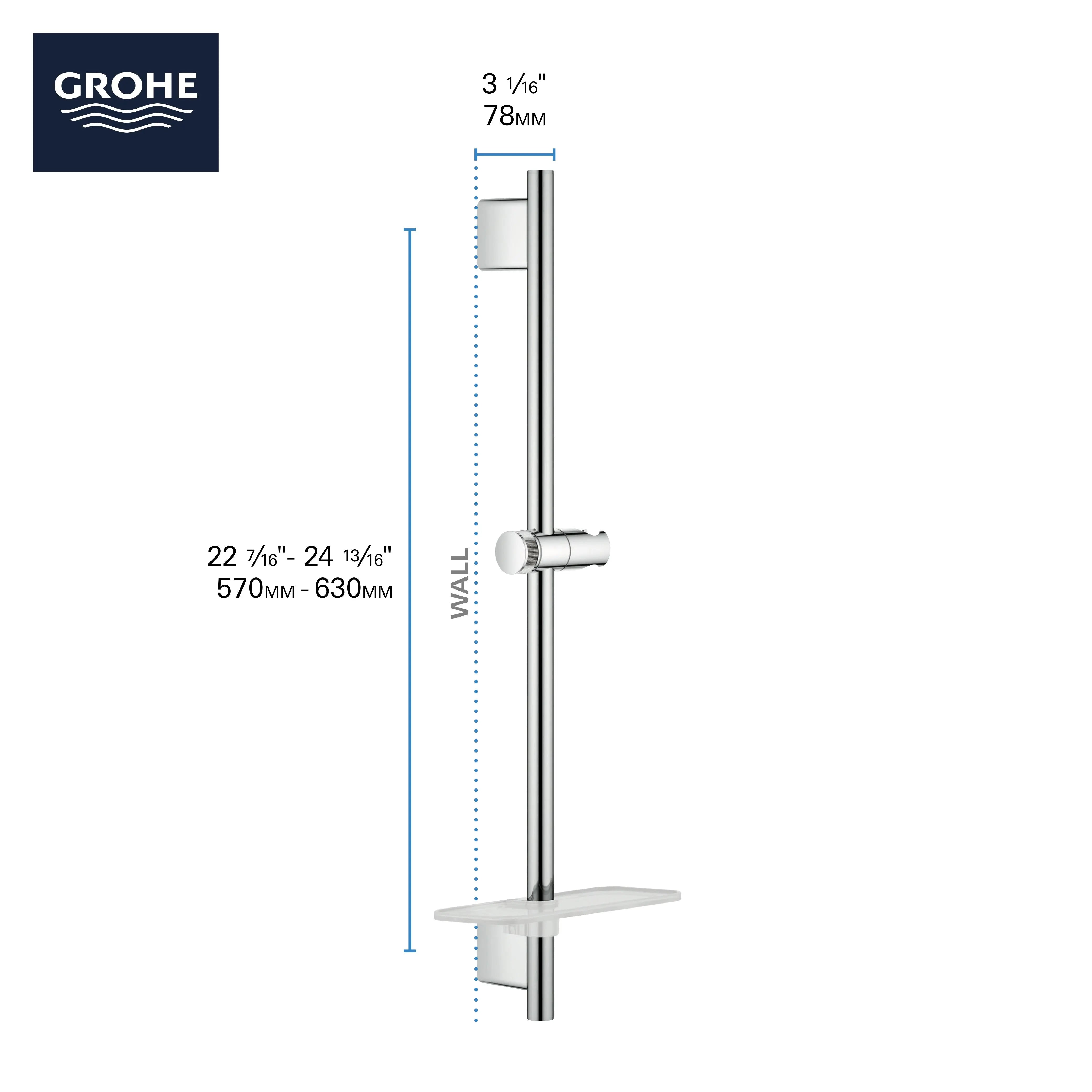 Grohe RAINSHOWER SMARTACTIVE 24IN RAIL Matte Black 266022430 - Plumbing Market
