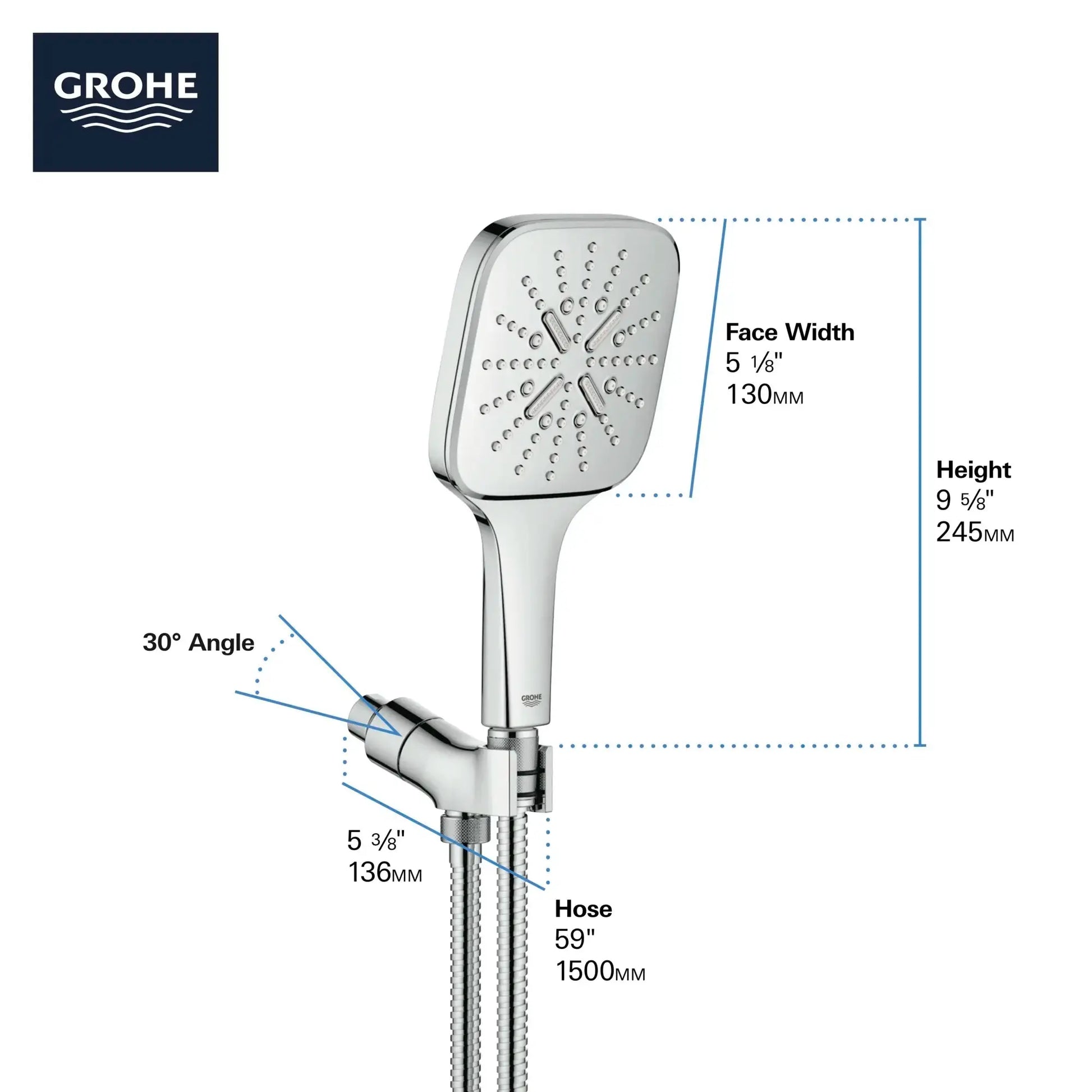 Grohe RAINSHOWER SMARTACTIVE HANDSHOWER SQUARE  Brushed Nickel 26605EN0 - Plumbing Market