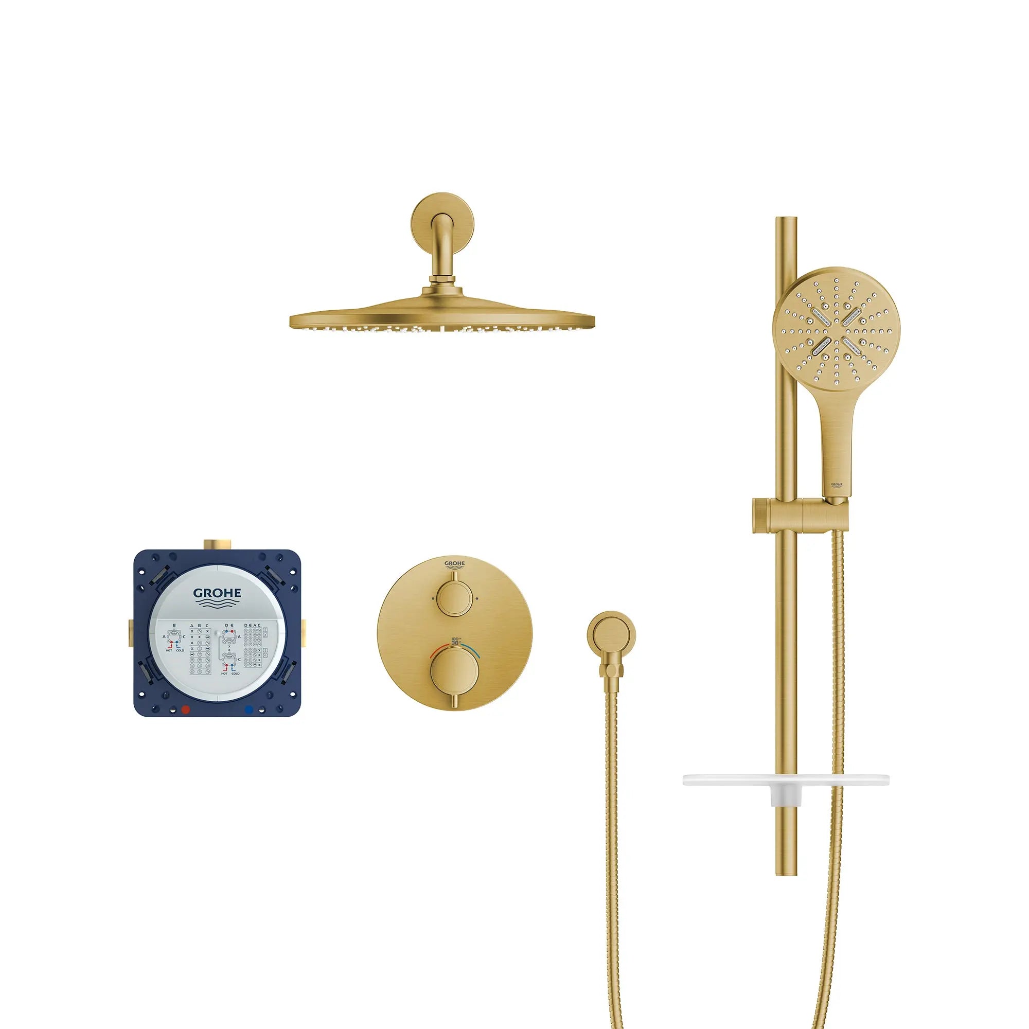 Grohe RAINSHOWER THM SHOWER SYSTEM CA  Brushed Cool Sunrise 103066GN00 - Plumbing Market