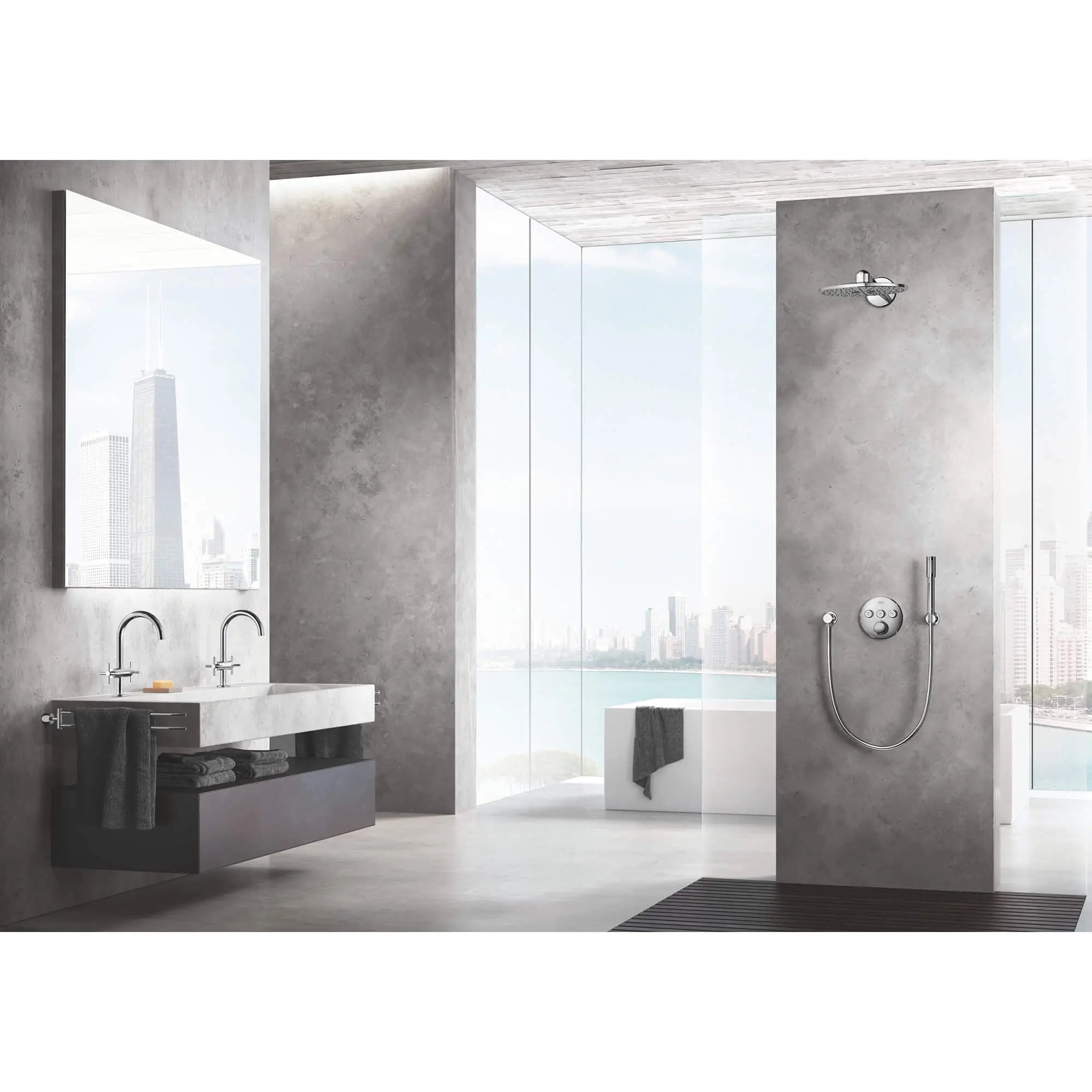 Grohe RAINSHOWER WALL HAND SHOWER HOLDER ROUND  Chrome 27074000 - Plumbing Market