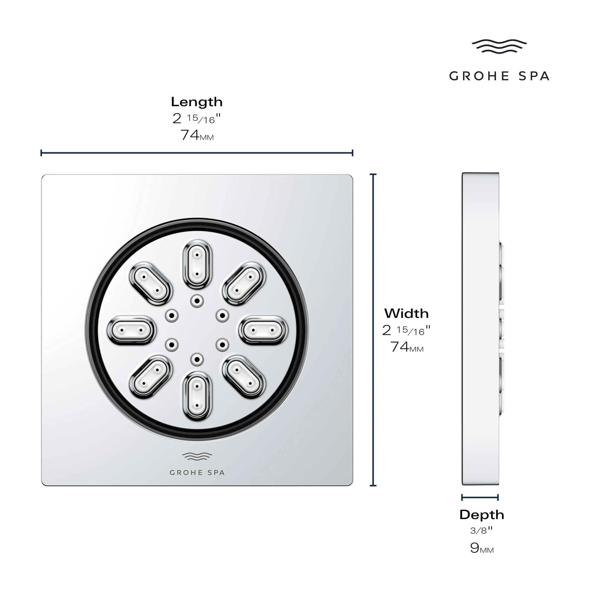 Grohe RSH AQUA BODY SPRAY, SQUARE  Chrome 26845000 - Plumbing Market