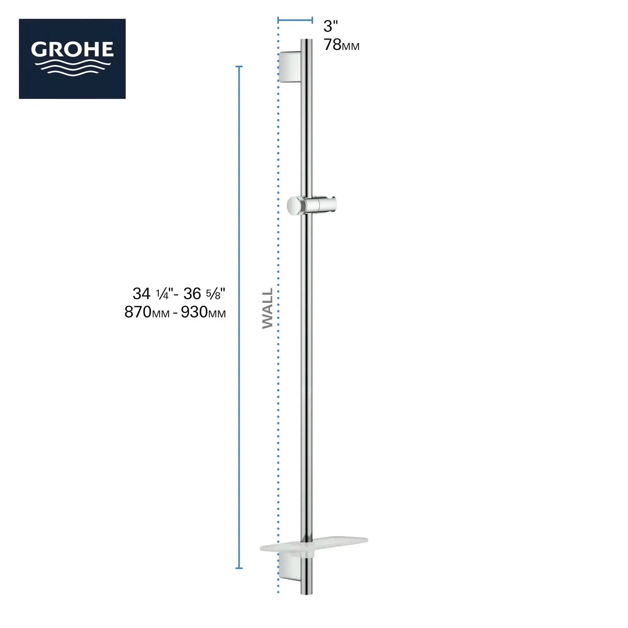 Grohe RSH SMARTACTIVE SHOWER RAIL 900  Hard Graphite 26603A00 - Plumbing Market