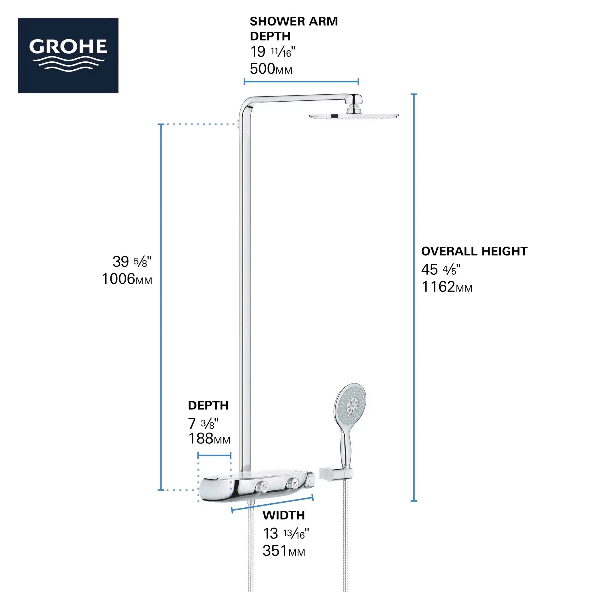 Grohe RSH SMARTCONTROL SHOWER SYSTEM THM US  Chrome 26379000 - Plumbing Market