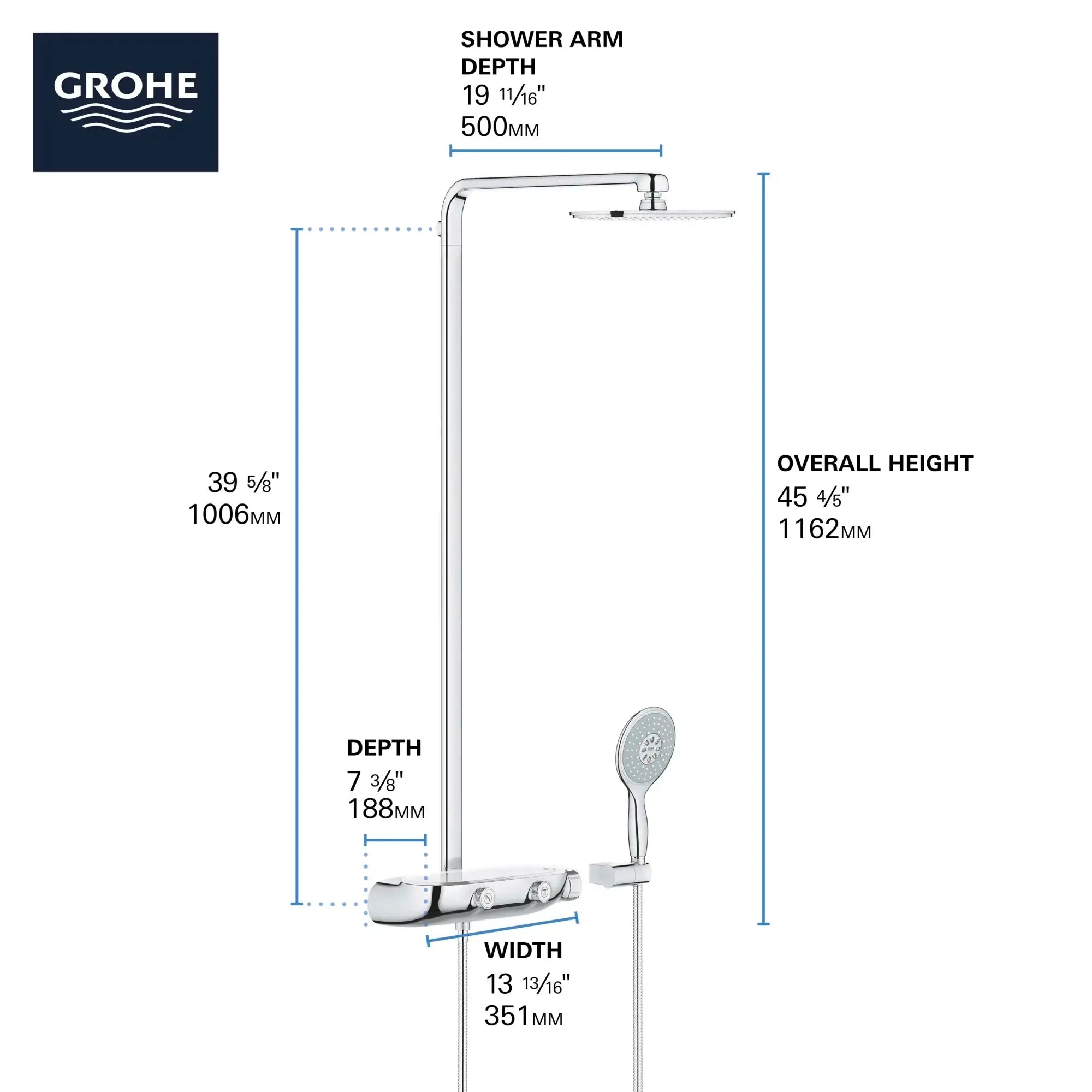 Grohe RSH SMARTCONTROL SHOWER SYSTEM THM US  Chrome 26379000 - Plumbing Market