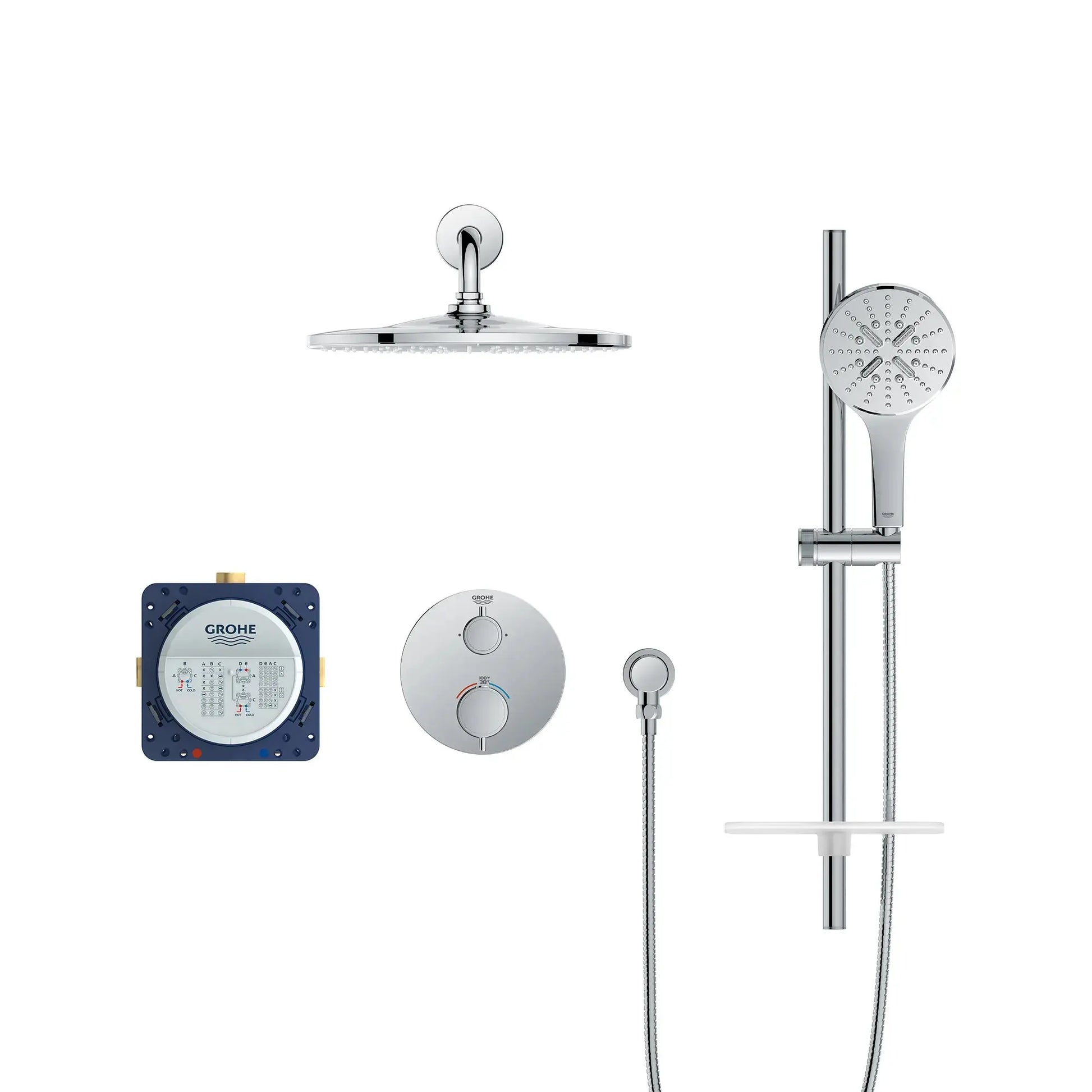 Grohe Rainshower GrohTherm 2-Handle Thermostatic Dual Function Shower Kit - Plumbing Market