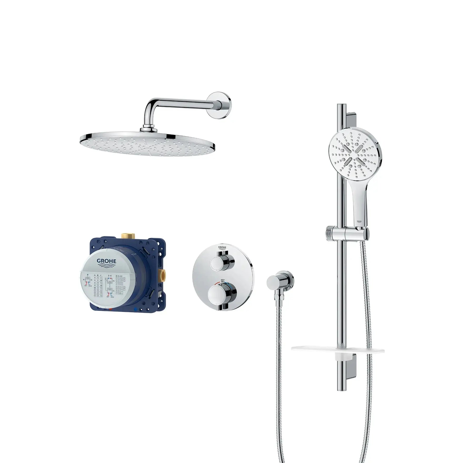 Grohe Rainshower GrohTherm 2-Handle Thermostatic Dual Function Shower Kit - Plumbing Market