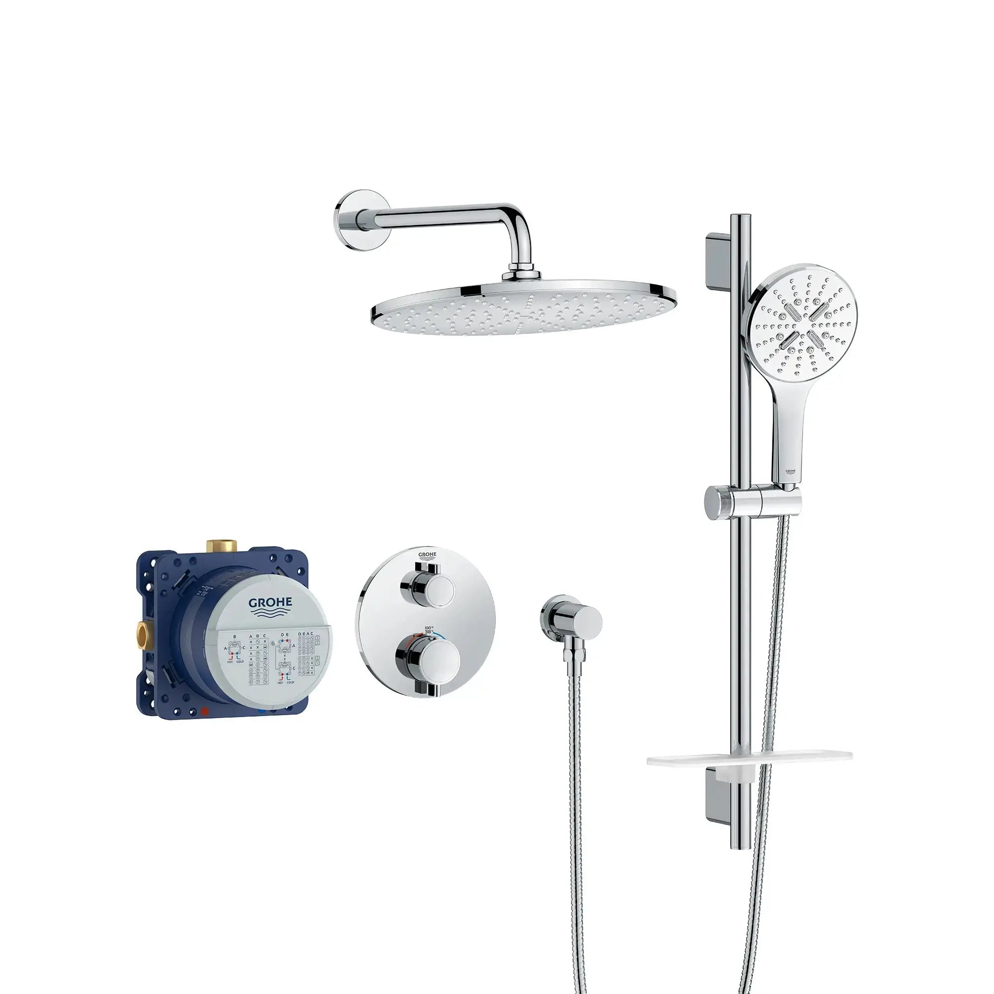 Grohe Rainshower GrohTherm 2-Handle Thermostatic Dual Function Shower Kit - Plumbing Market