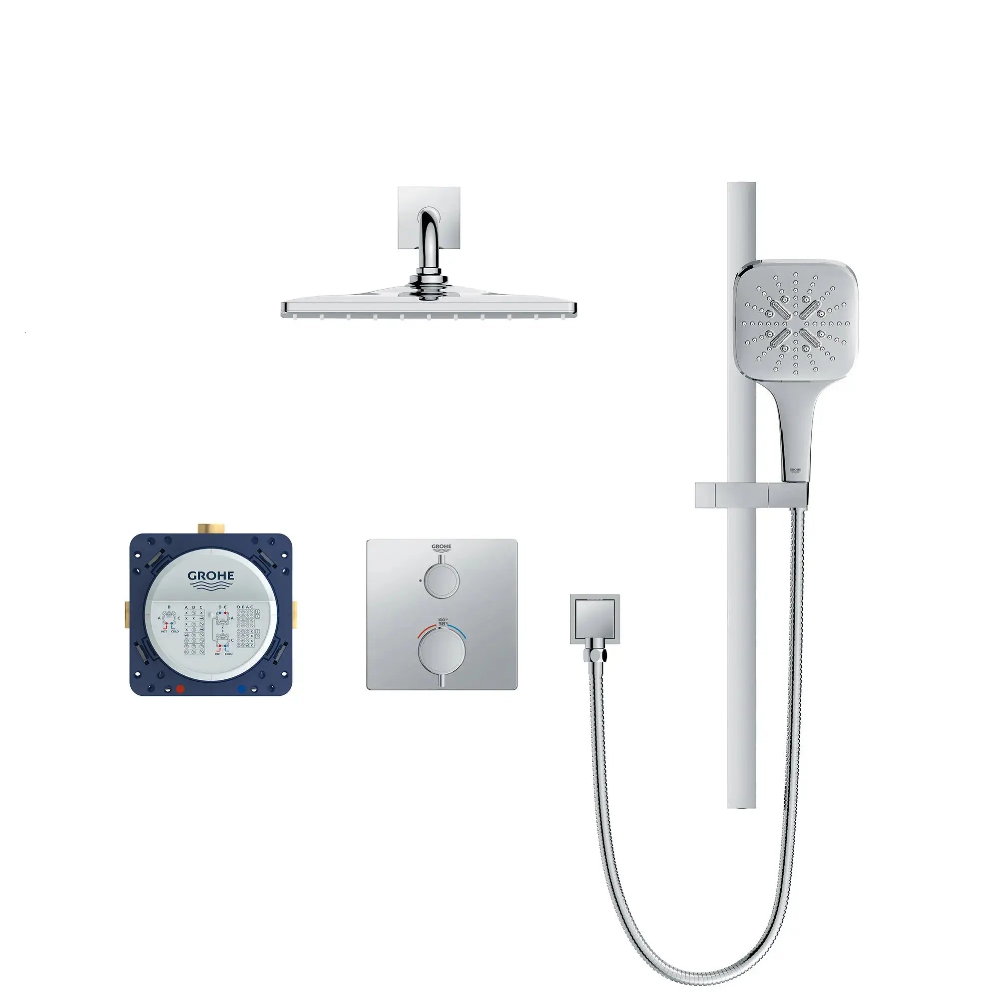 Grohe Rainshower GrohTherm 2-Handle Thermostatic Dual Function Shower Kit - Plumbing Market