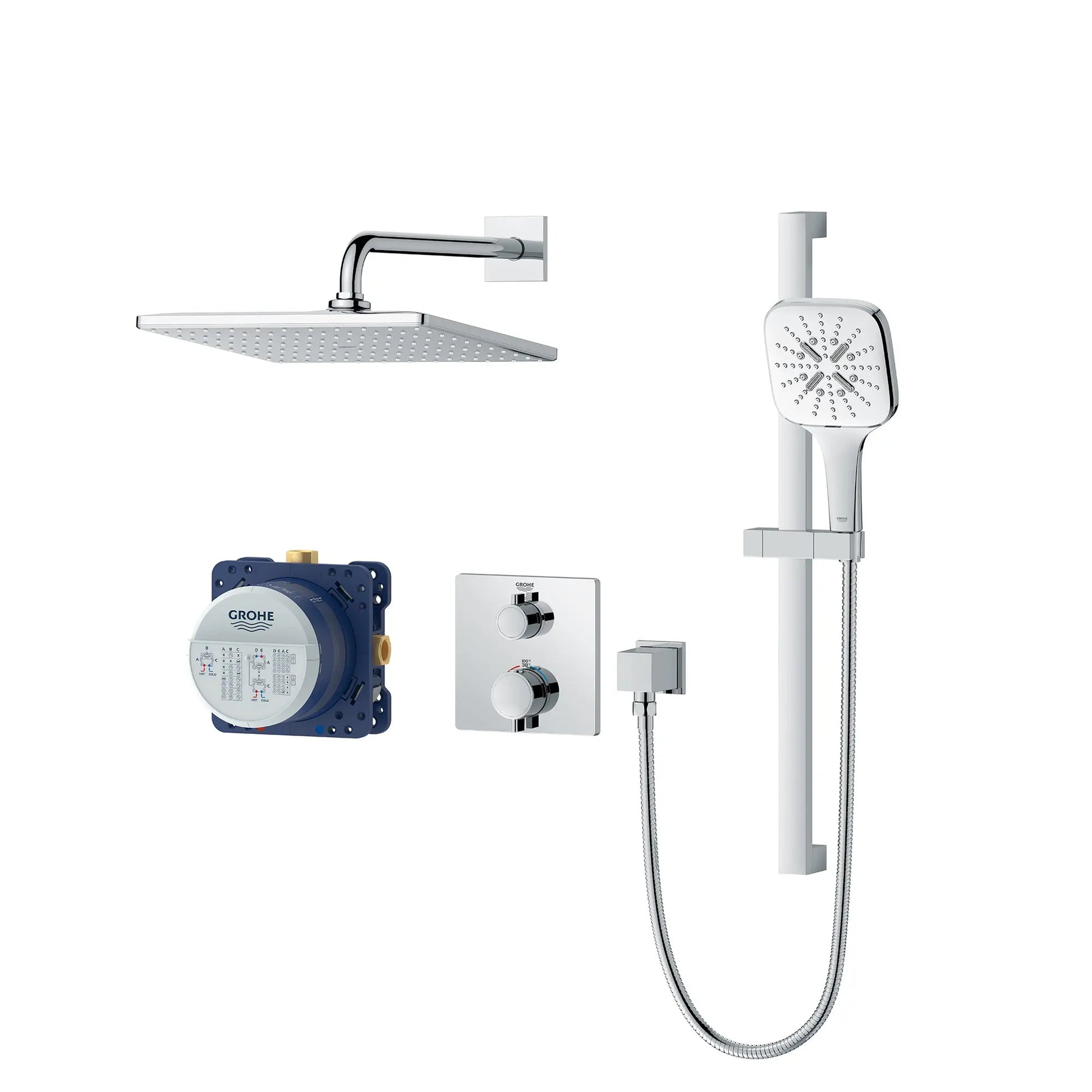 Grohe Rainshower GrohTherm 2-Handle Thermostatic Dual Function Shower Kit - Plumbing Market