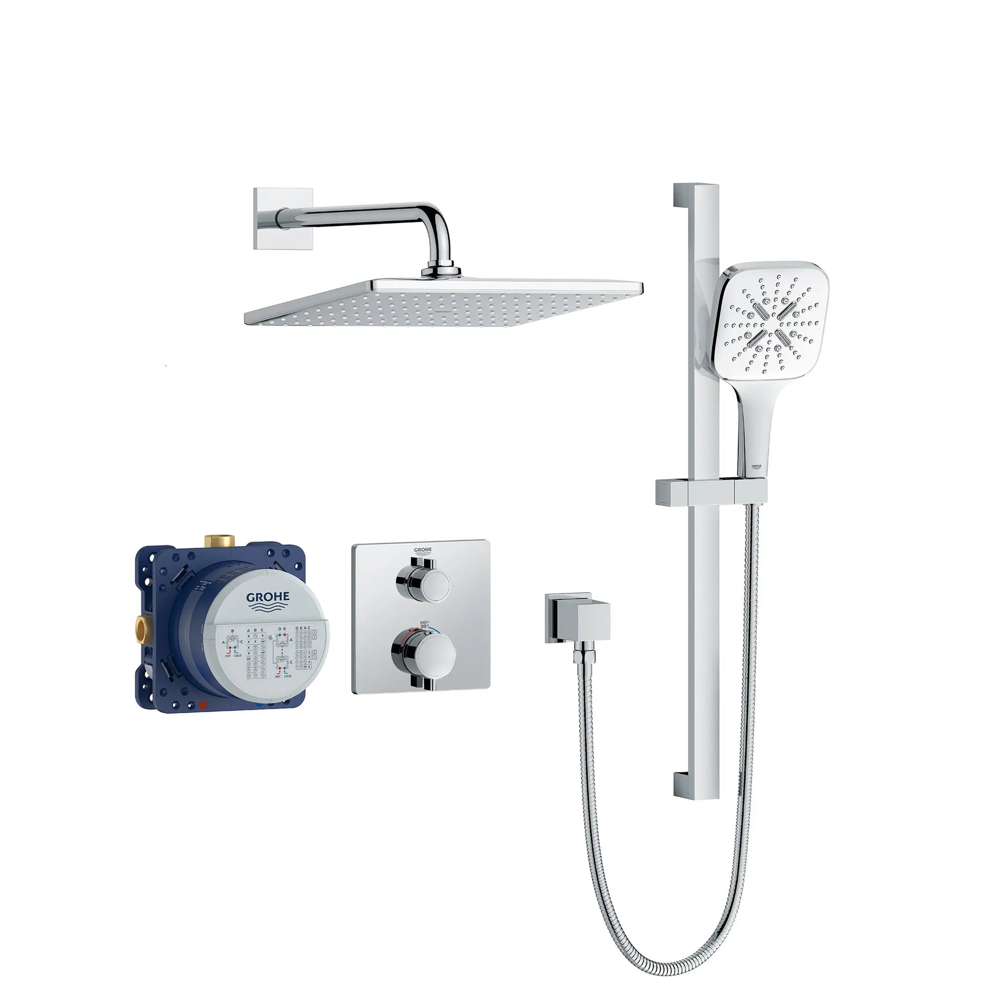 Grohe Rainshower GrohTherm 2-Handle Thermostatic Dual Function Shower Kit - Plumbing Market