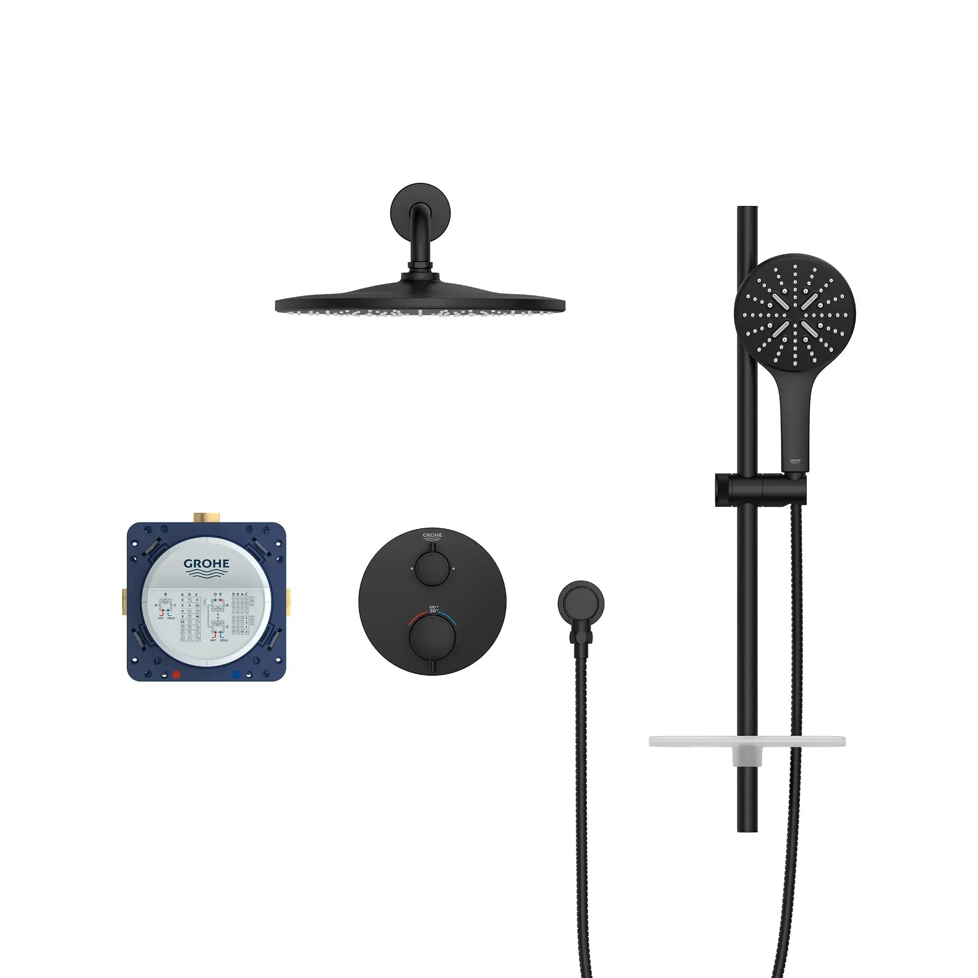 Grohe Rainshower GrohTherm 2-Handle Thermostatic Dual Function Shower Kit - Plumbing Market