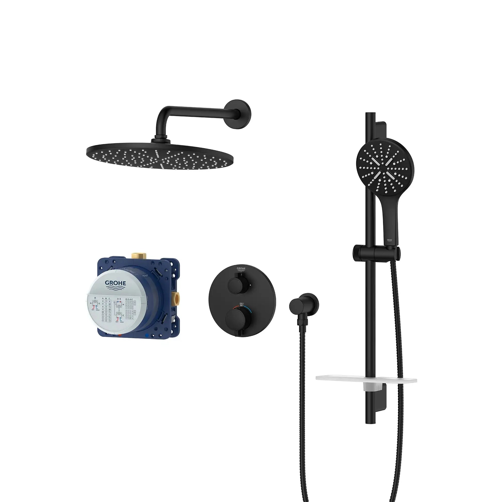 Grohe Rainshower GrohTherm 2-Handle Thermostatic Dual Function Shower Kit - Plumbing Market