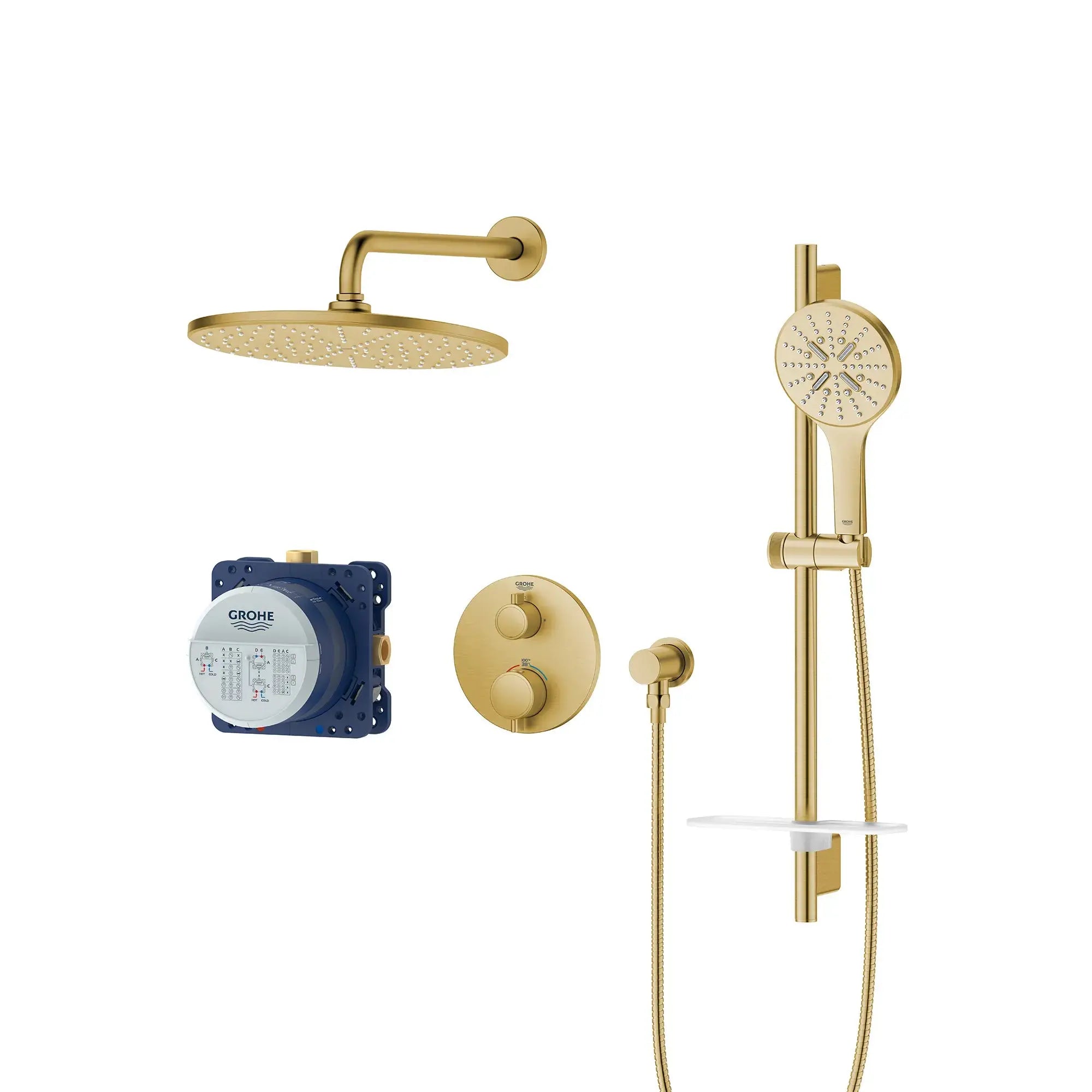 Grohe Rainshower GrohTherm 2-Handle Thermostatic Dual Function Shower Kit - Plumbing Market