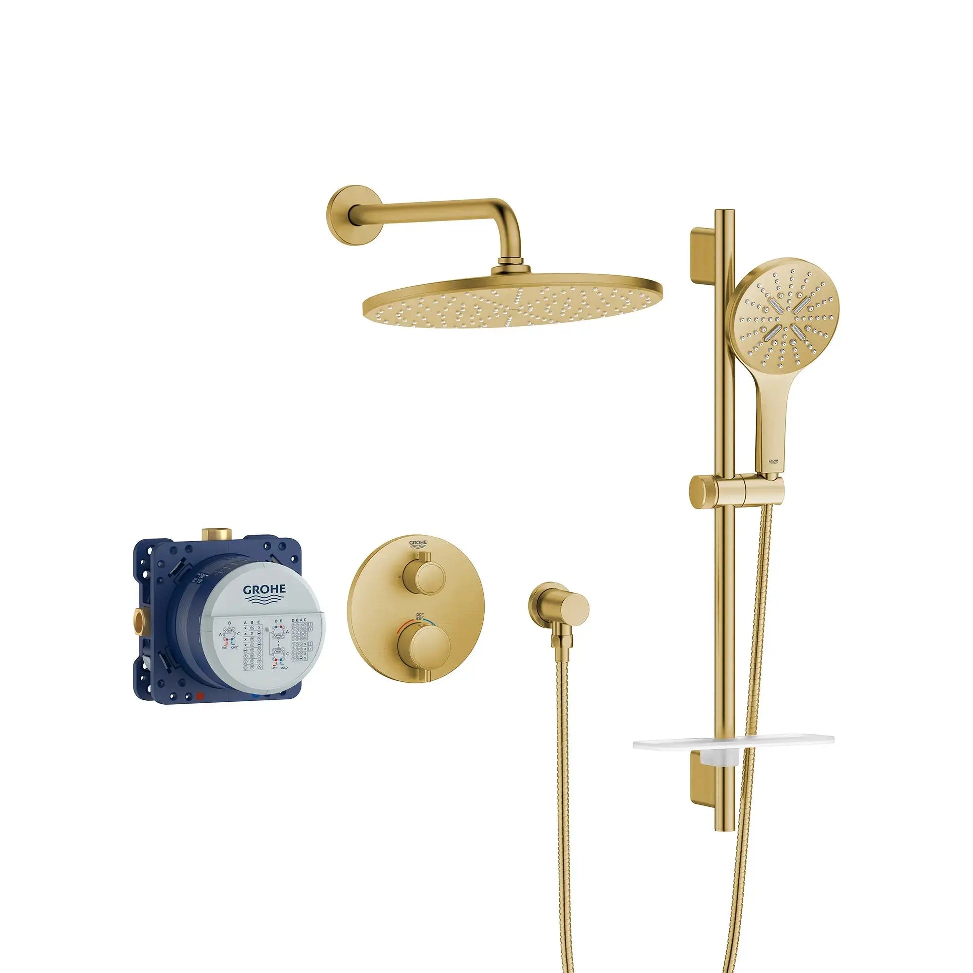 Grohe Rainshower GrohTherm 2-Handle Thermostatic Dual Function Shower Kit - Plumbing Market