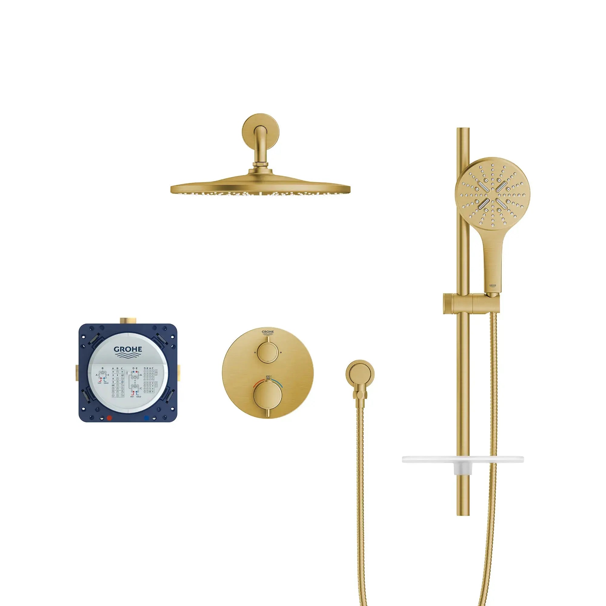 Grohe Rainshower GrohTherm 2-Handle Thermostatic Dual Function Shower Kit - Plumbing Market