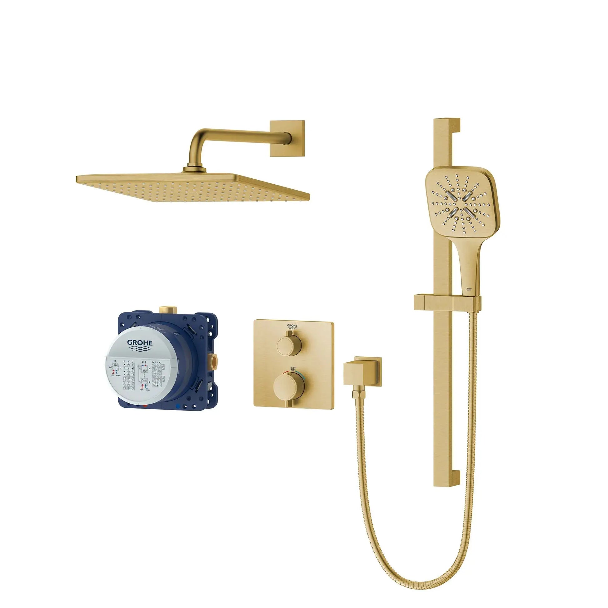 Grohe Rainshower GrohTherm 2-Handle Thermostatic Dual Function Shower Kit - Plumbing Market