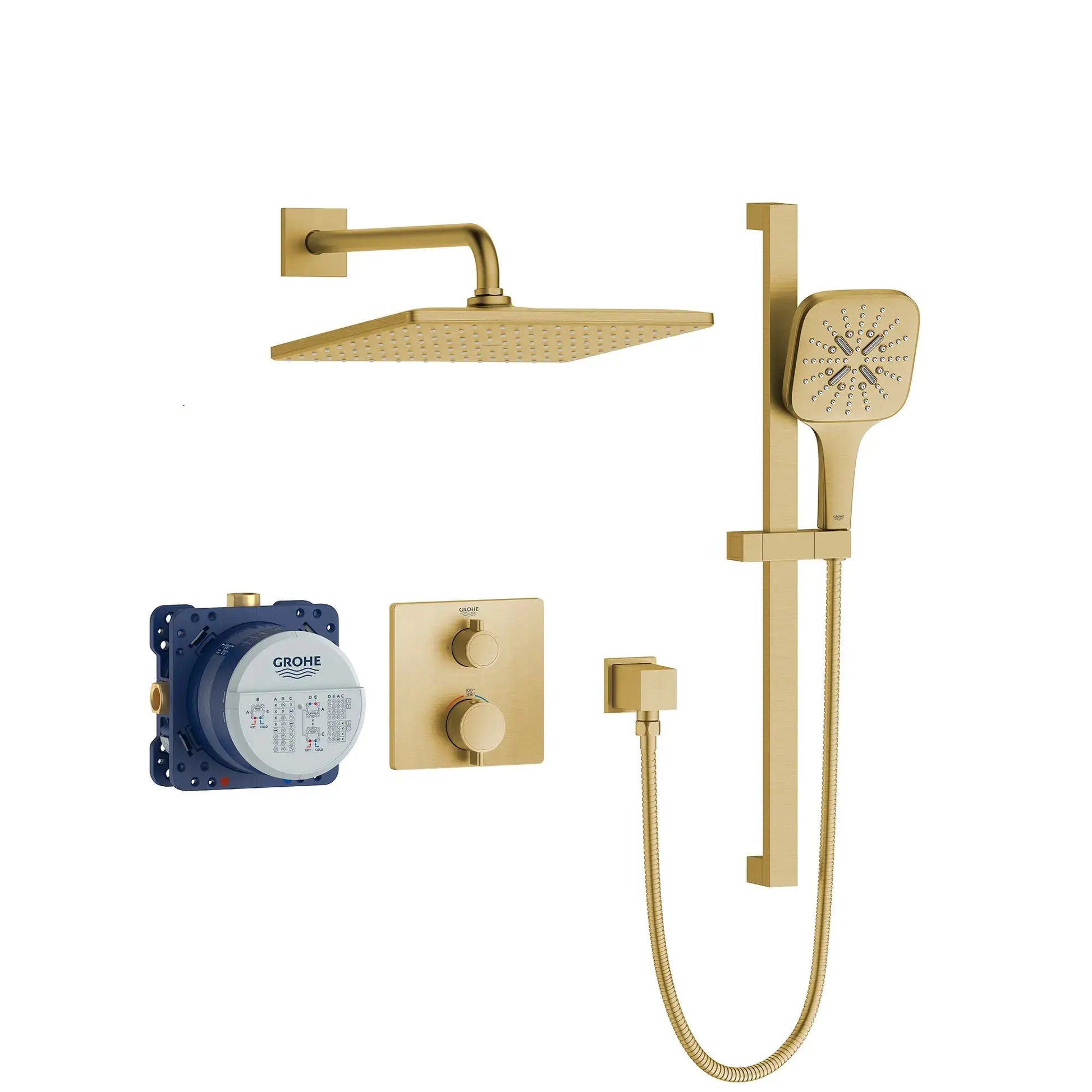 Grohe Rainshower GrohTherm 2-Handle Thermostatic Dual Function Shower Kit - Plumbing Market
