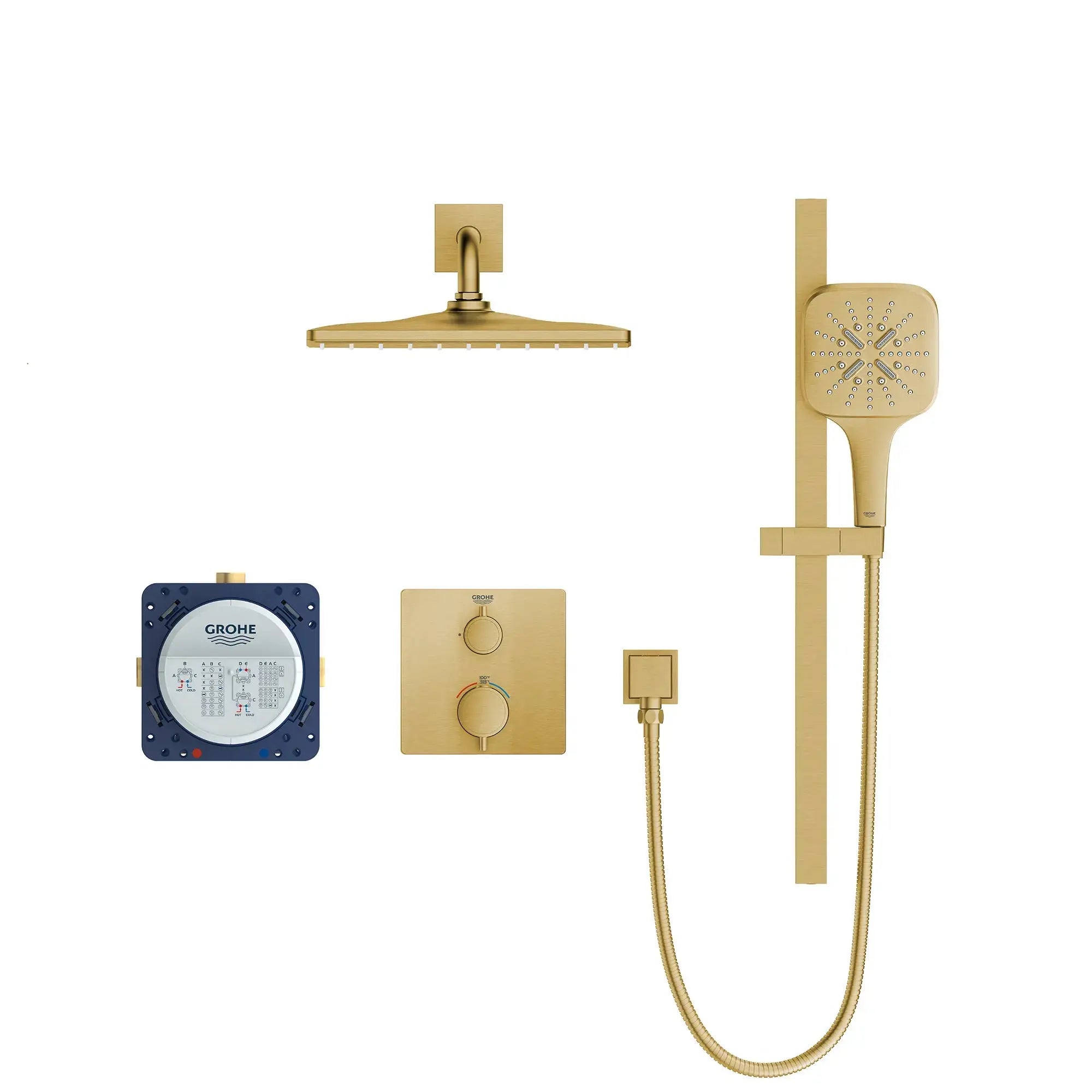 Grohe Rainshower GrohTherm 2-Handle Thermostatic Dual Function Shower Kit - Plumbing Market