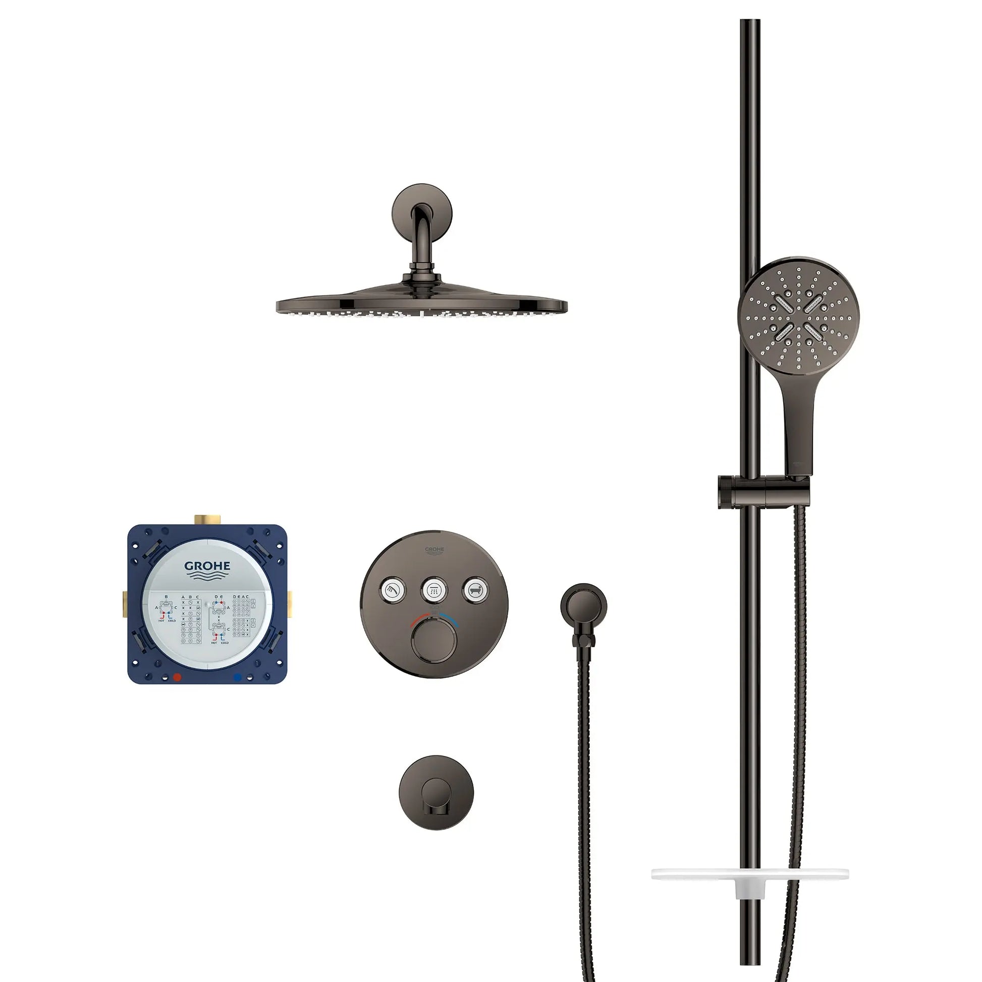 Grohe Rainshower SmartControl Thermostatic Triple Function Shower Kit Graphite - Plumbing Market