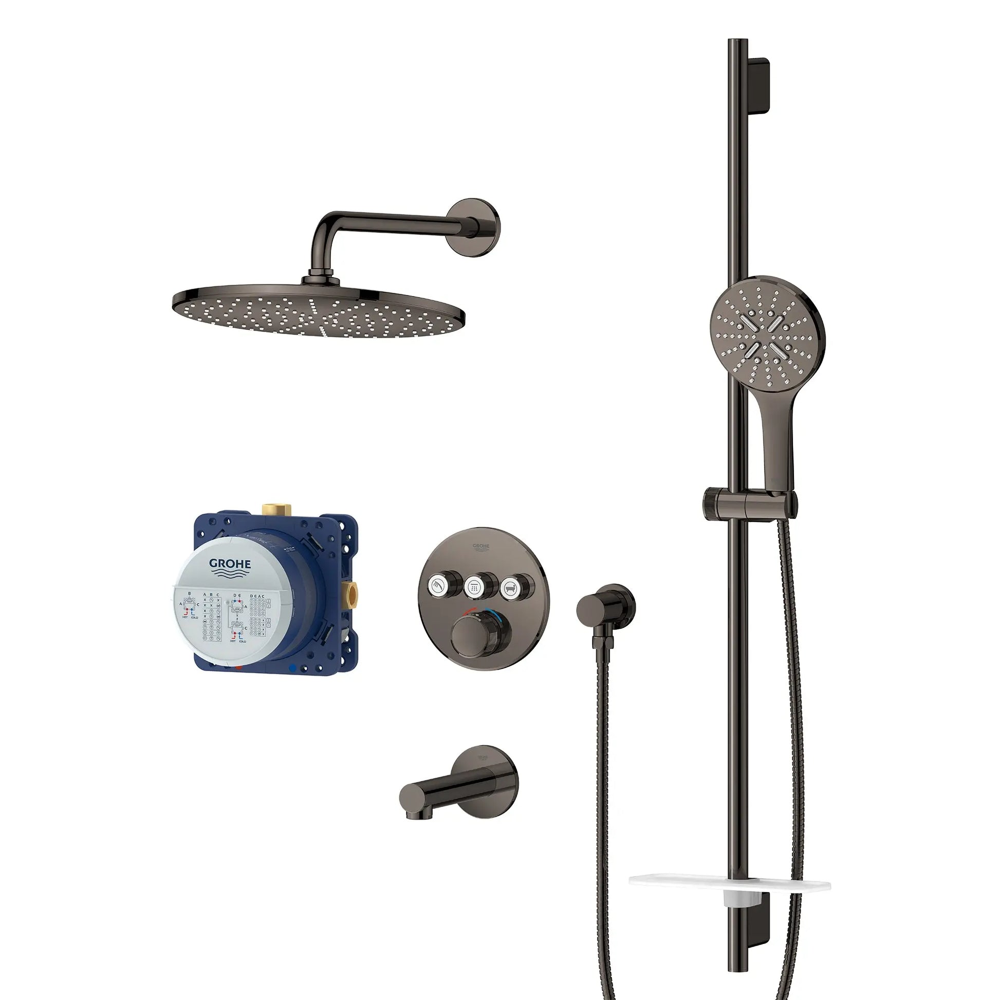 Grohe Rainshower SmartControl Thermostatic Triple Function Shower Kit Graphite - Plumbing Market