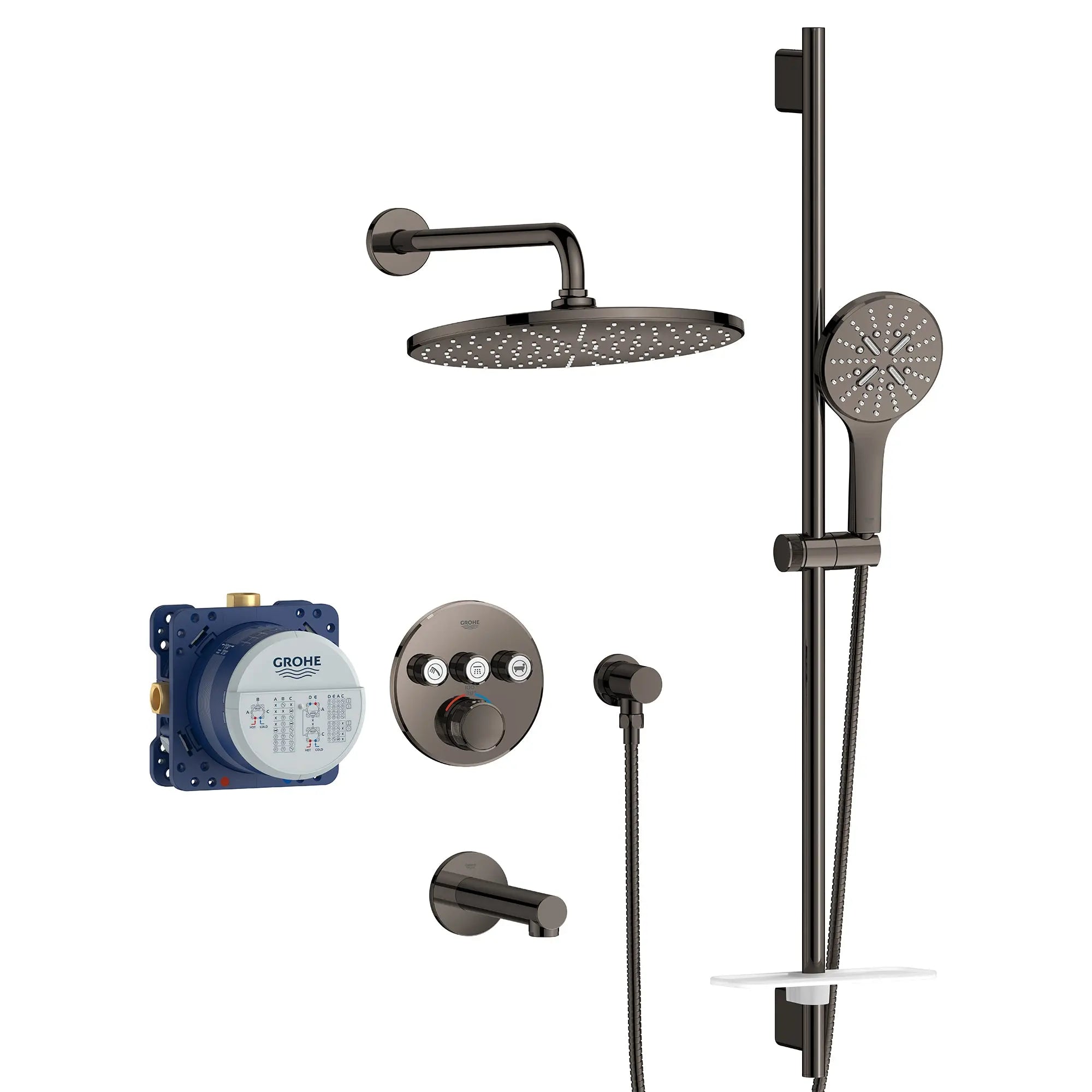 Grohe Rainshower SmartControl Thermostatic Triple Function Shower Kit Graphite - Plumbing Market
