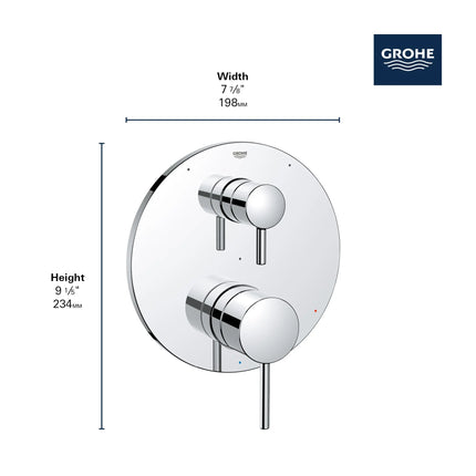 Grohe TIMELESS PBV TRIM W 3-WAY DIV US  Chrome 29427000 - Plumbing Market