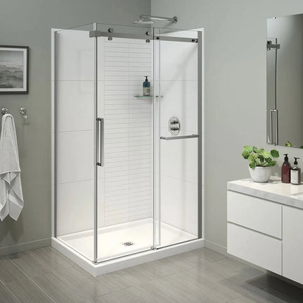 Halo Pro 44 ½-47 x 78 ¾ in. 8 mm Sliding Shower Door with Towel Bar for Alcove Installation with Clear glass in Chrome - Plumbing Market