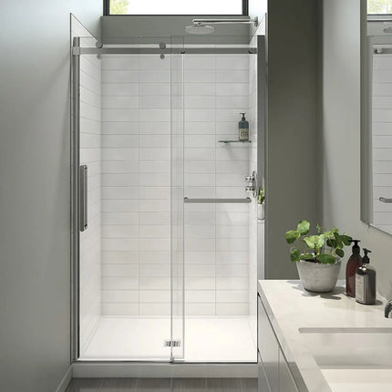 Halo Pro 44 ½-47 x 78 ¾ in. 8 mm Sliding Shower Door with Towel Bar for Alcove Installation with Clear glass in Chrome - Plumbing Market