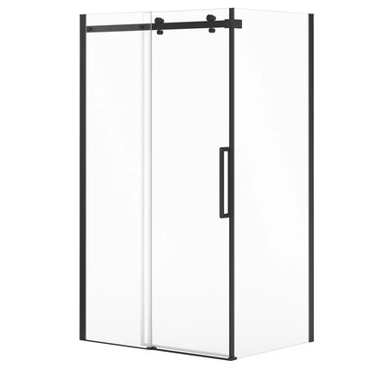 Halo Pro 48 x 32 x 78 3/4 in. 8mm Sliding Shower Door for Corner Installation with Clear glass in Matte Black - Plumbing Market