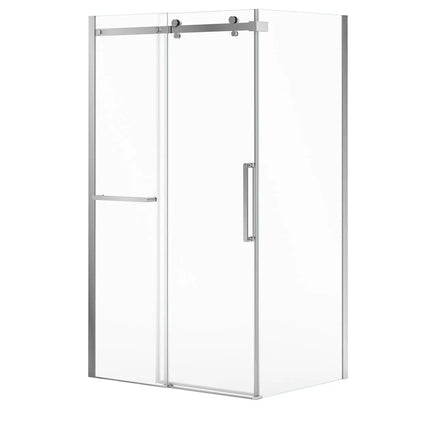 Halo Pro 48 x 32 x 78 3/4 in. 8mm Sliding Shower Door with Towel Bar for Corner Installation with Clear glass in Chrome - Plumbing Market