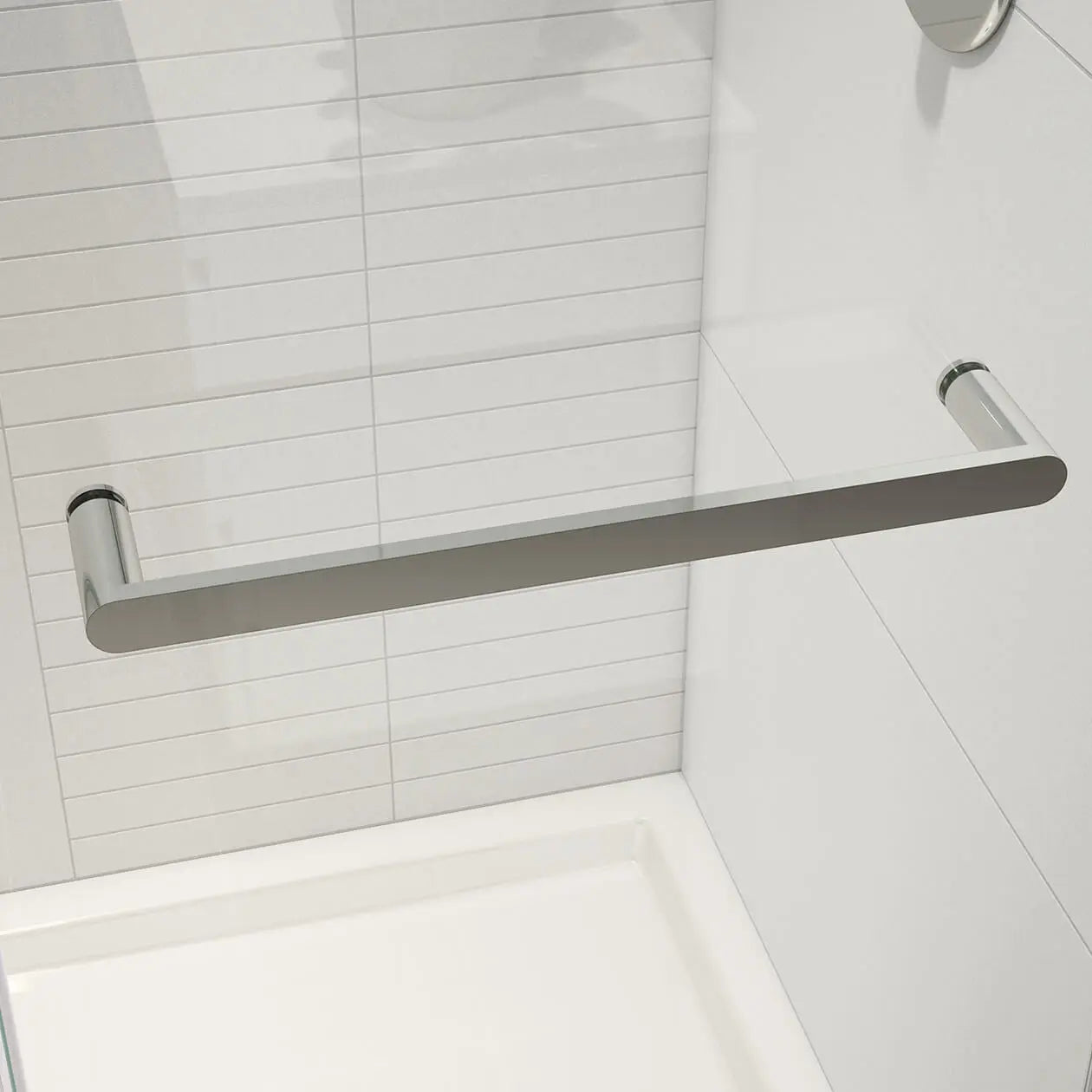Halo Pro 48 x 32 x 78 3/4 in. 8mm Sliding Shower Door with Towel Bar for Corner Installation with Clear glass in Chrome - Plumbing Market