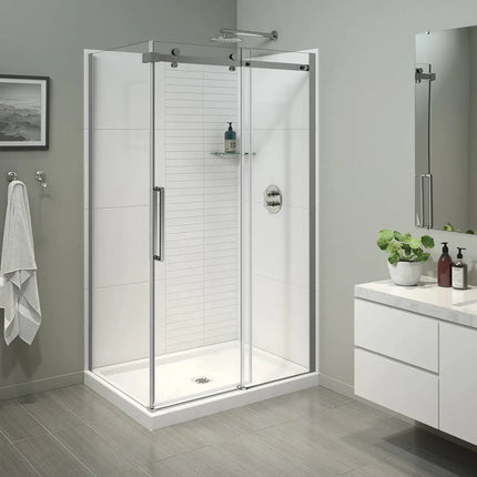 Halo Pro 48 x 36 x 78 3/4 in. 8mm Sliding Shower Door for Corner Installation with Clear glass in Chrome - Plumbing Market