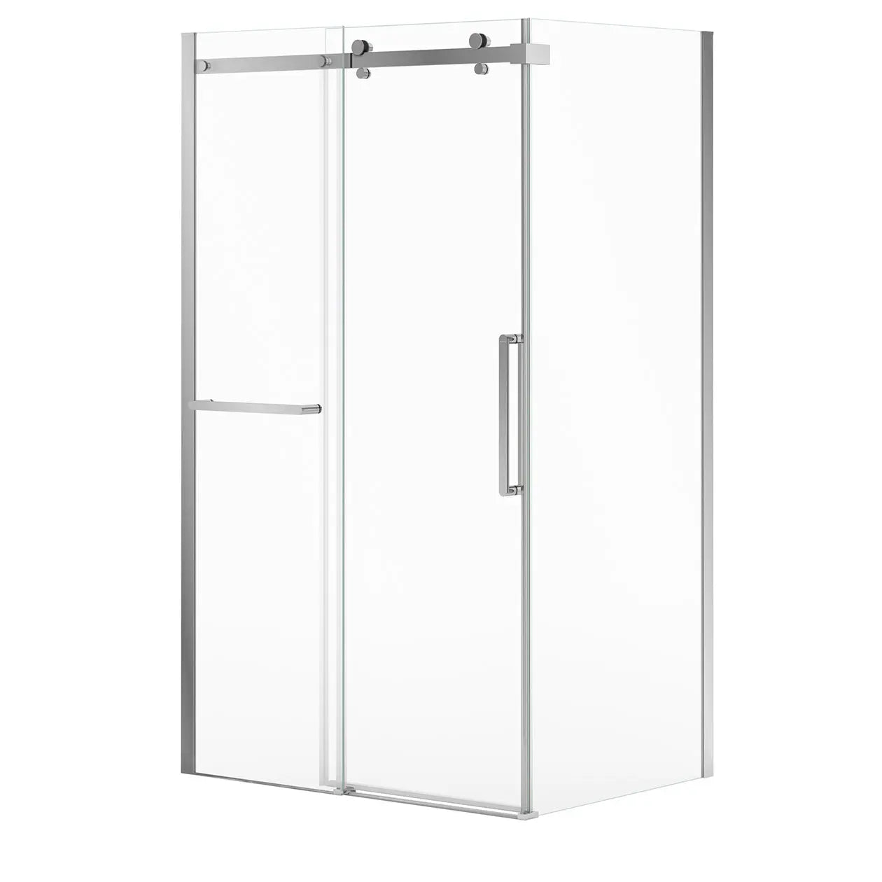 Halo Pro 48 x 36 x 78 3/4 in. 8mm Sliding Shower Door with Towel Bar for Corner Installation with Clear glass in Chrome - Plumbing Market