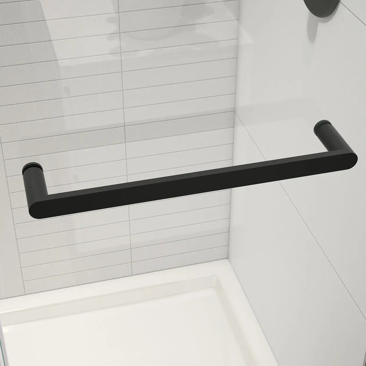 Halo Pro 48 x 36 x 78 3/4 in. 8mm Sliding Shower Door with Towel Bar for Corner Installation with Clear glass in Matte Black - Plumbing Market