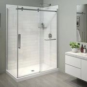 Halo Pro 56 ½-59 x 78 ¾ in. 8 mm Sliding Shower Door with Towel Bar for Alcove Installation with Clear glass in Chrome - Plumbing Market