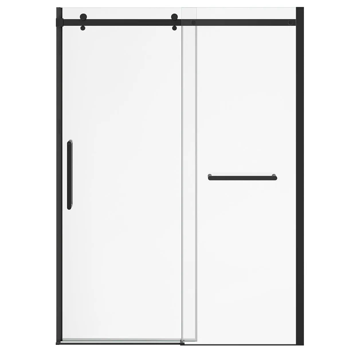 Halo Pro 56 ½-59 x 78 ¾ in. 8 mm Sliding Shower Door with Towel Bar for Alcove Installation with Clear glass in Matte Black - Plumbing Market