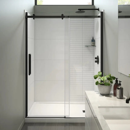 Halo Pro 56 ½-59 x 78 ¾ in. 8mm Sliding Shower Door for Alcove Installation with Clear glass in Matte Black - Plumbing Market