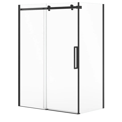 Halo Pro 60 x 32 x 78 3/4 in. 8mm Sliding Shower Door for Corner Installation with Clear glass in Matte Black - Plumbing Market