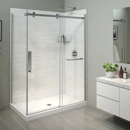 Halo Pro 60 x 32 x 78 3/4 in. 8mm Sliding Shower Door with Towel Bar for Corner Installation with Clear glass in Chrome - Plumbing Market