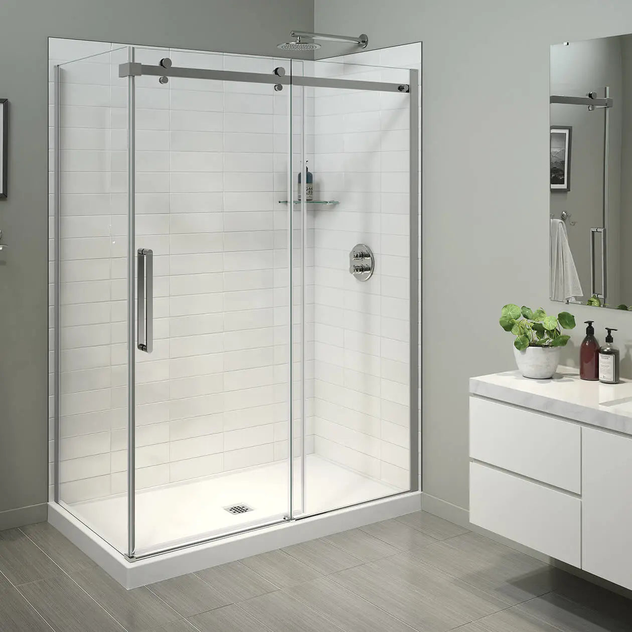 Halo Pro 60 x 36 x 78 3/4 in. 8mm Sliding Shower Door for Corner Installation with Clear glass in Chrome - Plumbing Market