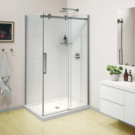 Halo Pro GS 44 ½-47 x 78 ¾ in. 8mm Sliding Shower Door for Alcove Installation with GlassShield® glass in Chrome - Plumbing Market