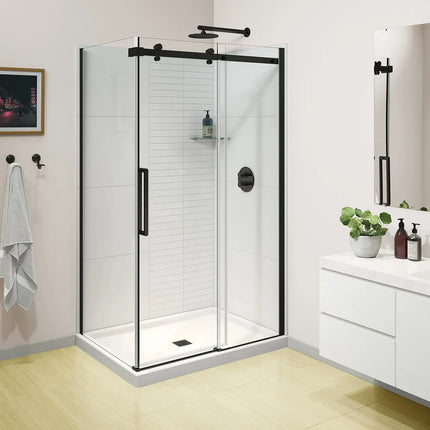 Halo Pro GS 44 ½-47 x 78 ¾ in. 8mm Sliding Shower Door for Alcove Installation with GlassShield® glass in Matte Black - Plumbing Market