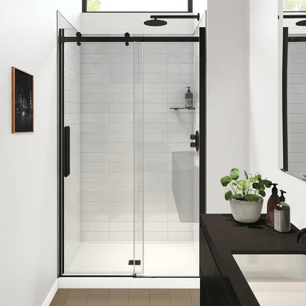 Halo Pro GS 44 ½-47 x 78 ¾ in. 8mm Sliding Shower Door for Alcove Installation with GlassShield® glass in Matte Black - Plumbing Market