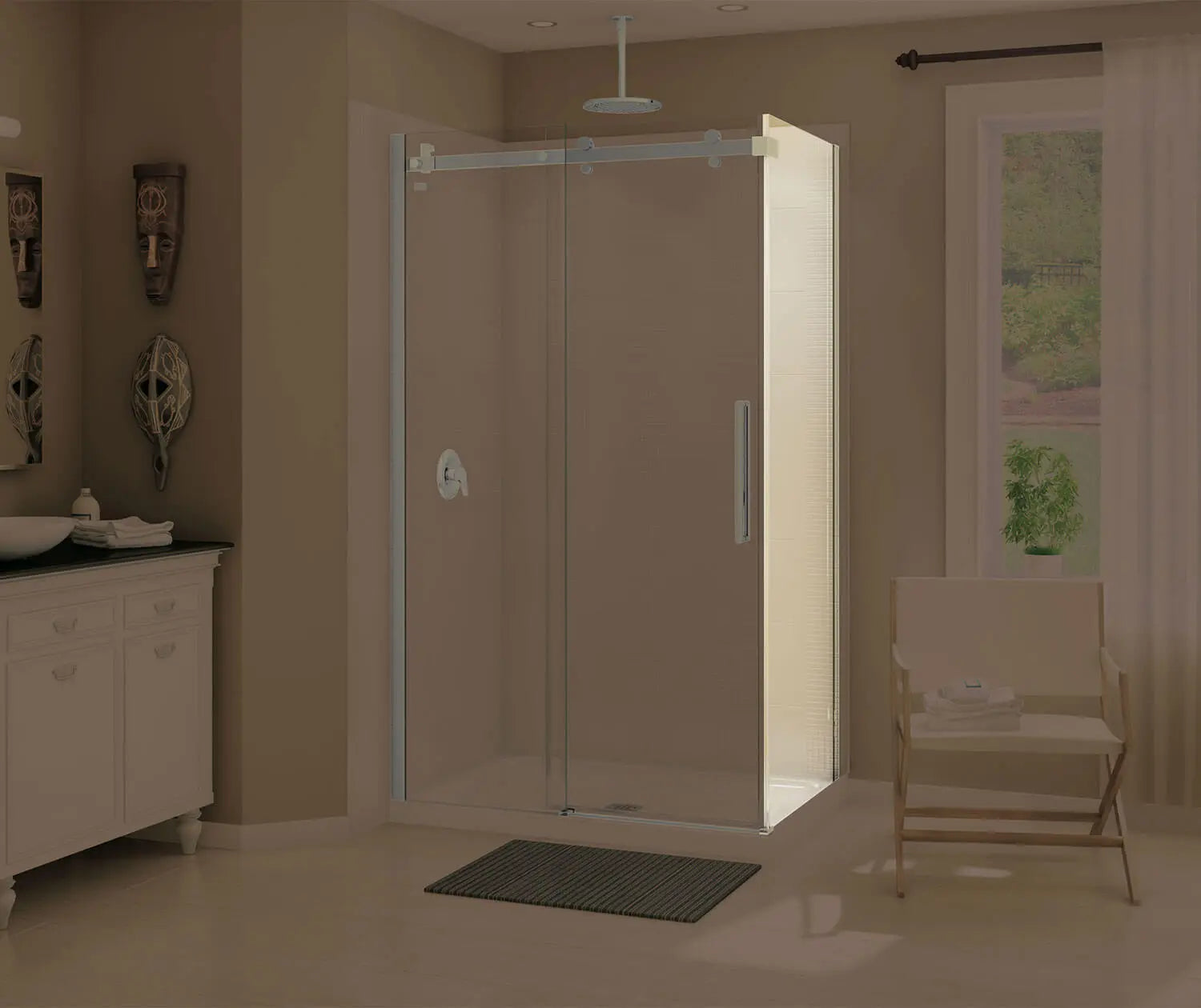 Halo Return Panel for 34 in. Base with Clear glass in Brushed Nickel - Plumbing Market